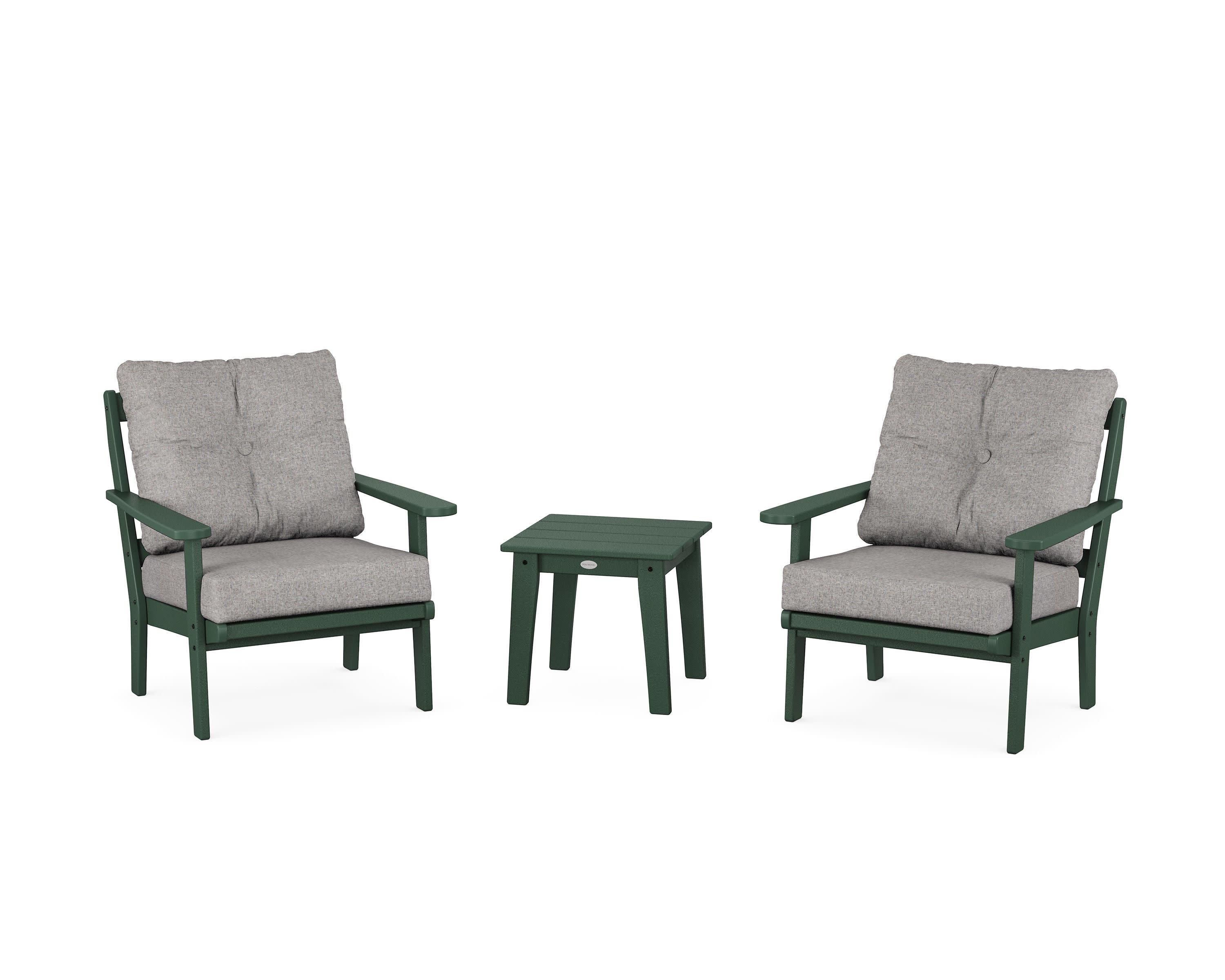 Mission 3-Piece Deep Seating Set in Green / Grey Mist