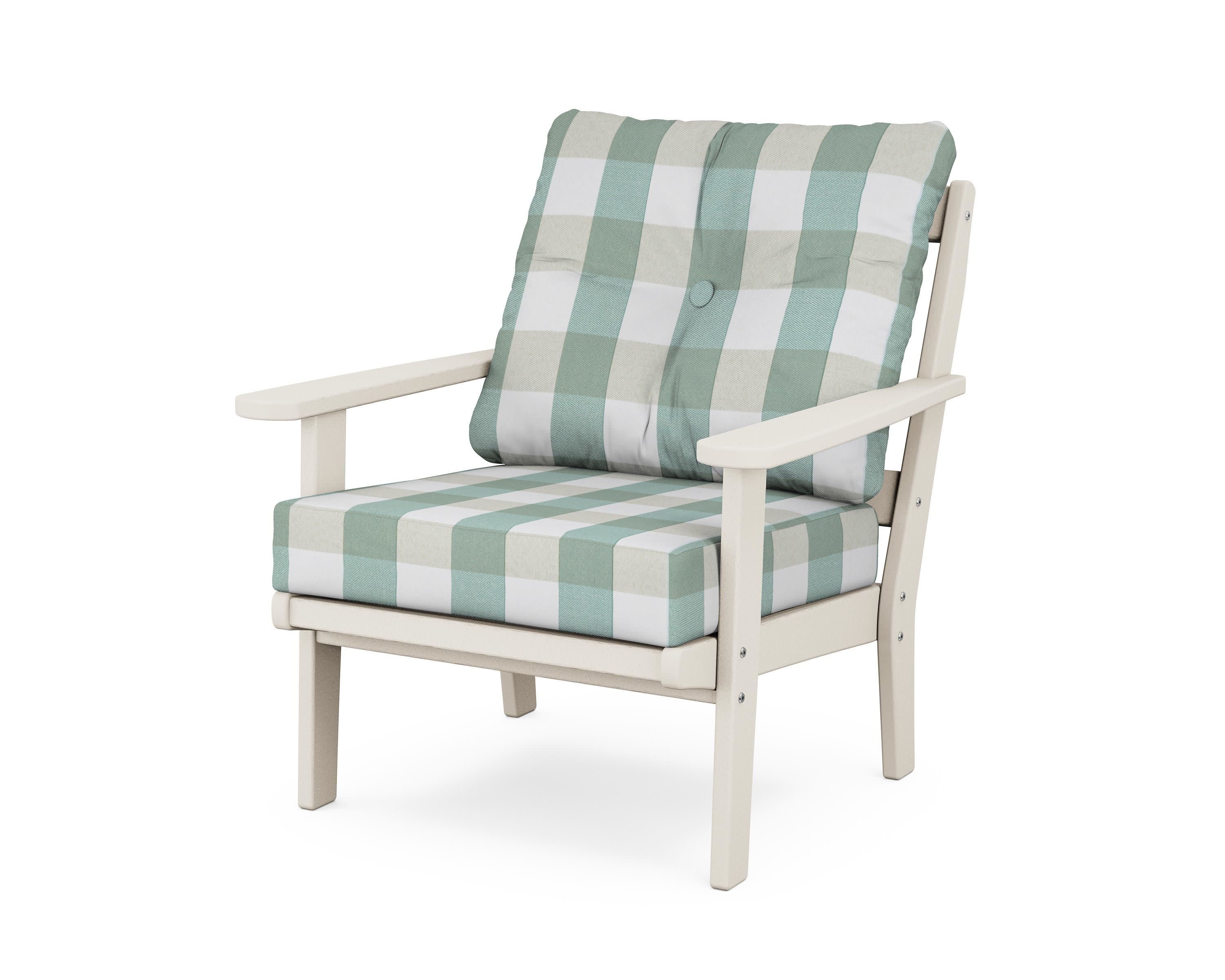 Mission Deep Seating Chair in Sand / Buffalo Plaid Glacier Spa
