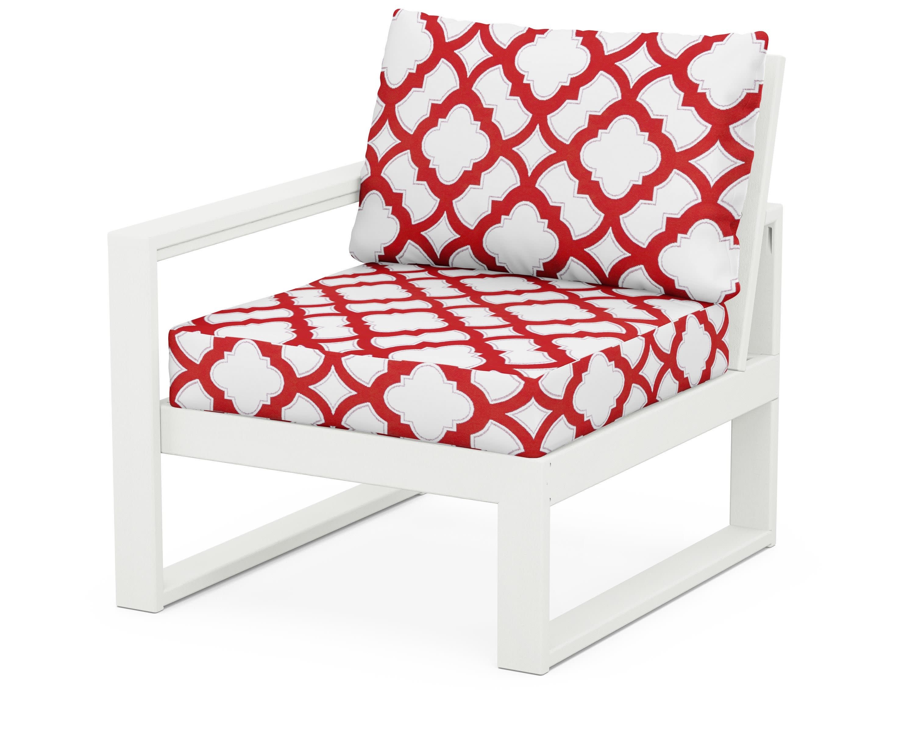 EDGE Modular Left Arm Chair in Vintage White / Trellis Crimson