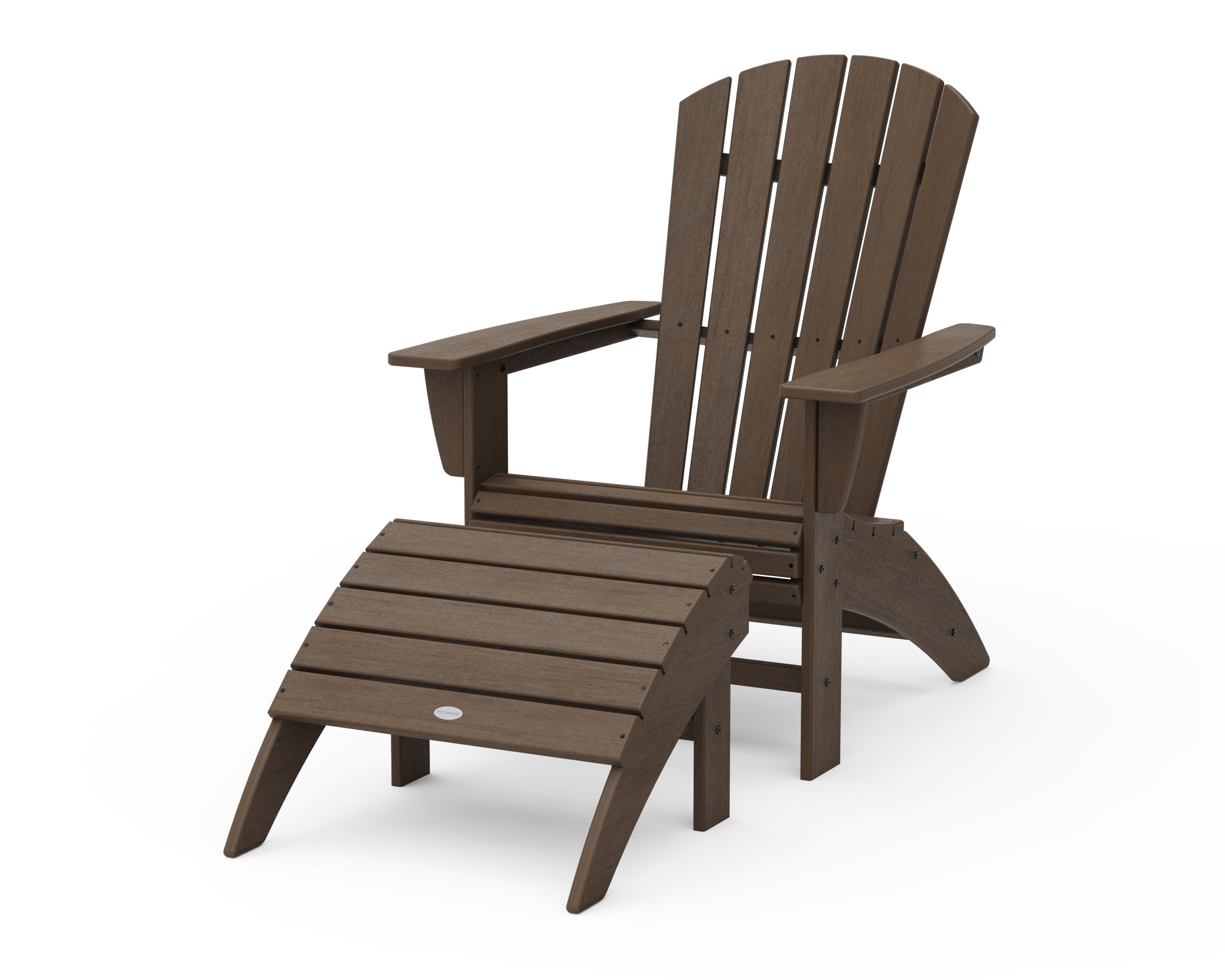 Nautical Curveback Adirondack Chair 2-Piece Set with Ottoman in Kona