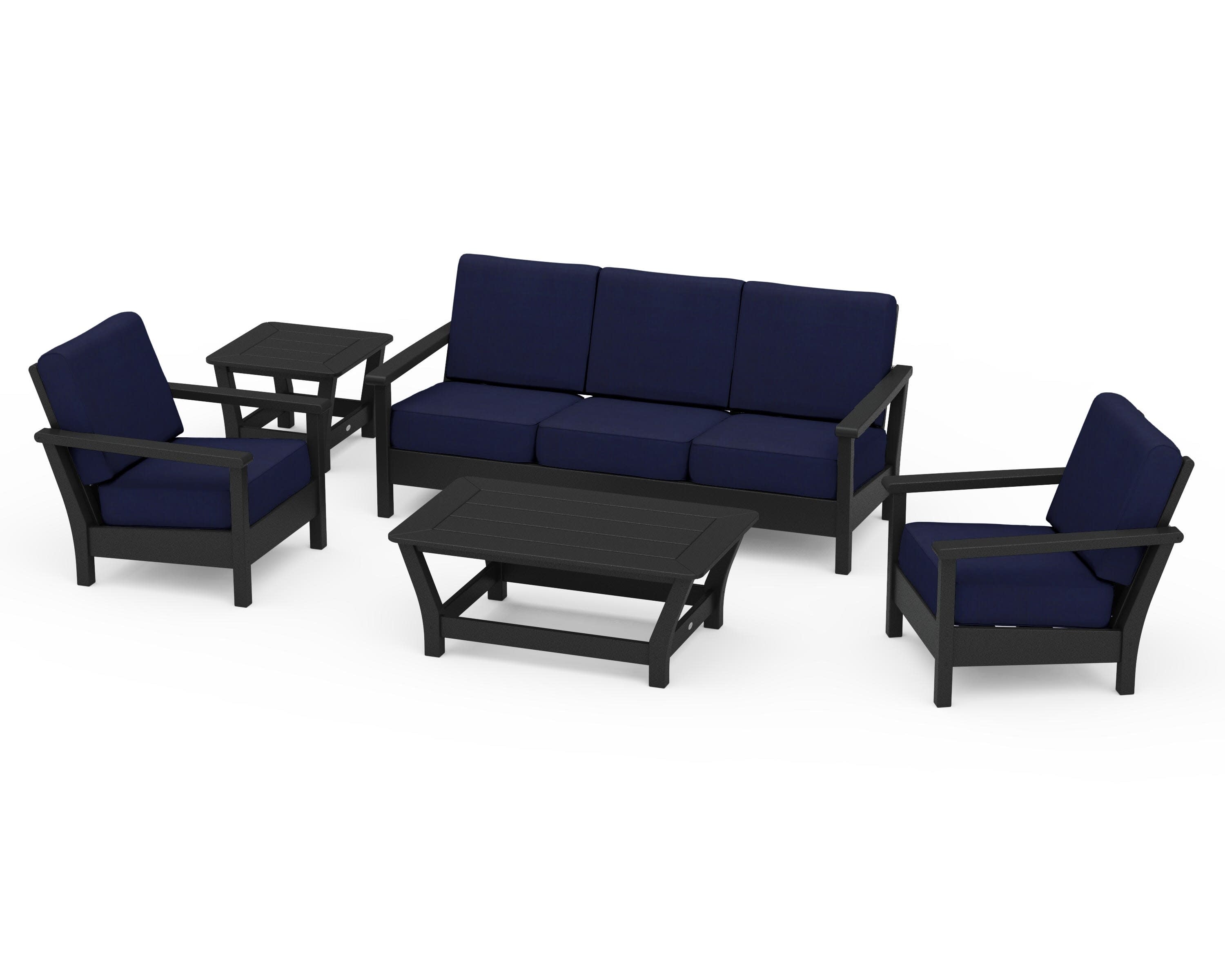 Harbour 5-Piece Deep Seating Set in Black / Navy