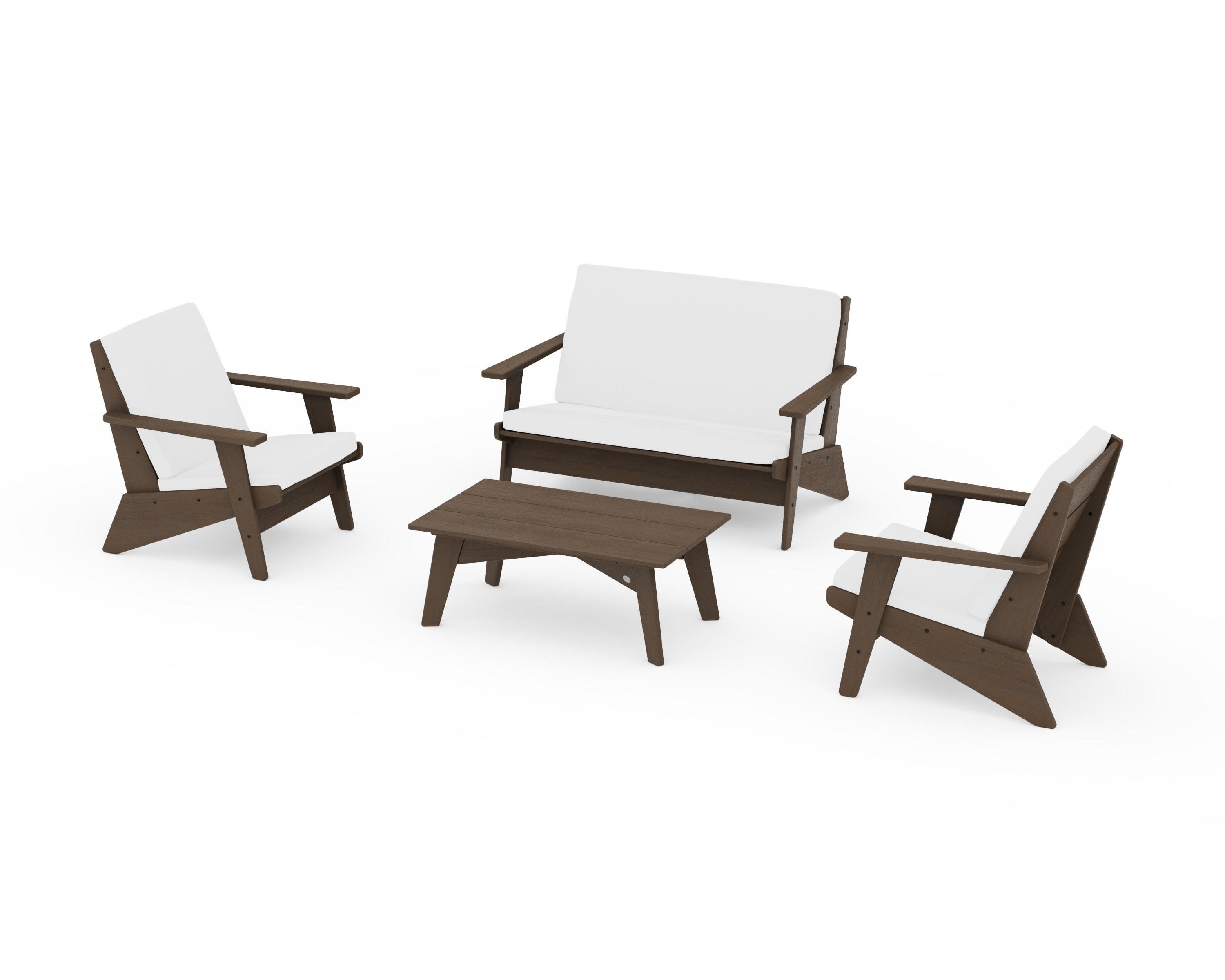 Riviera Modern Lounge 4-Piece Set in Kona / Natural