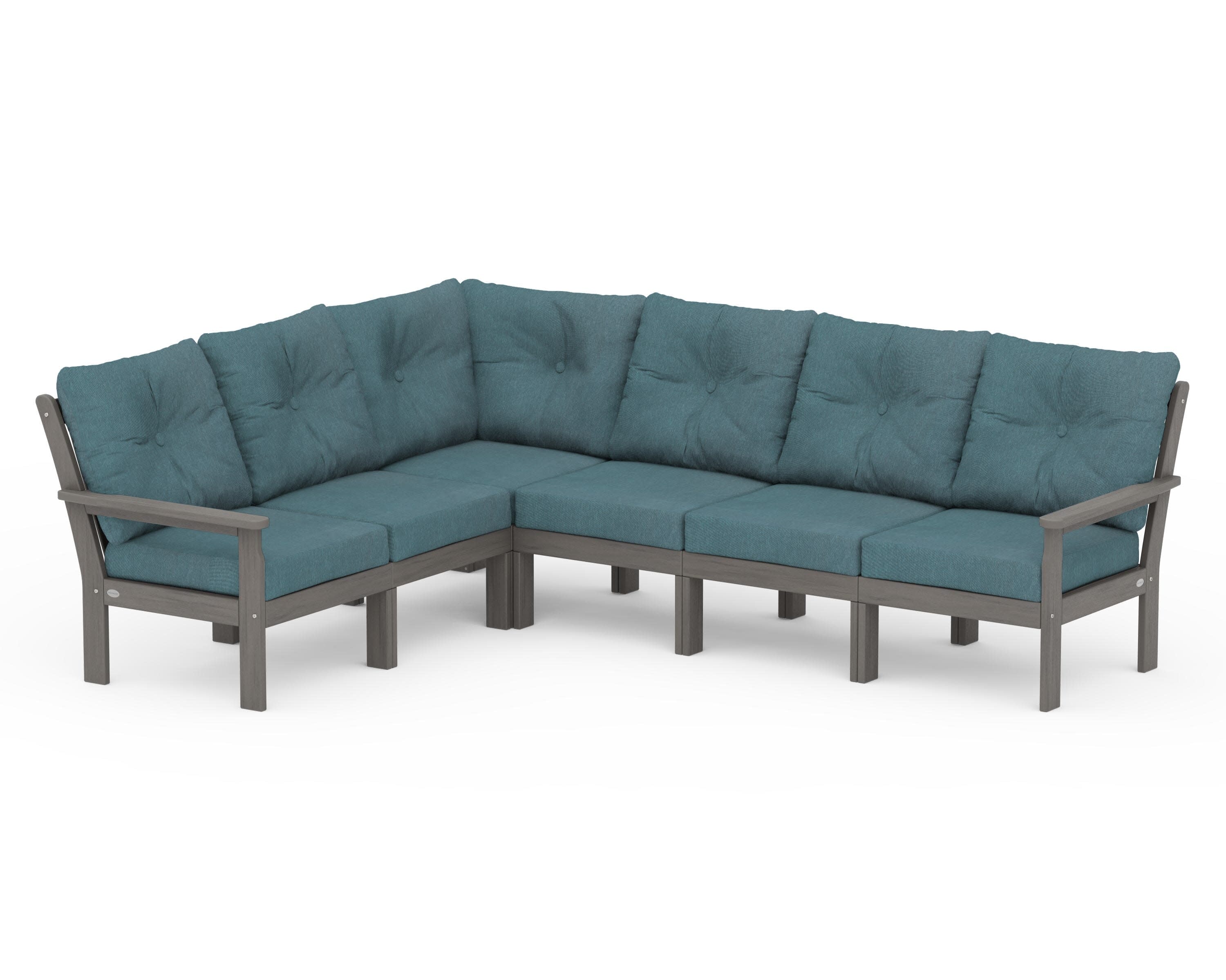 Vineyard 6-Piece Sectional in Driftwood / Ocean Teal