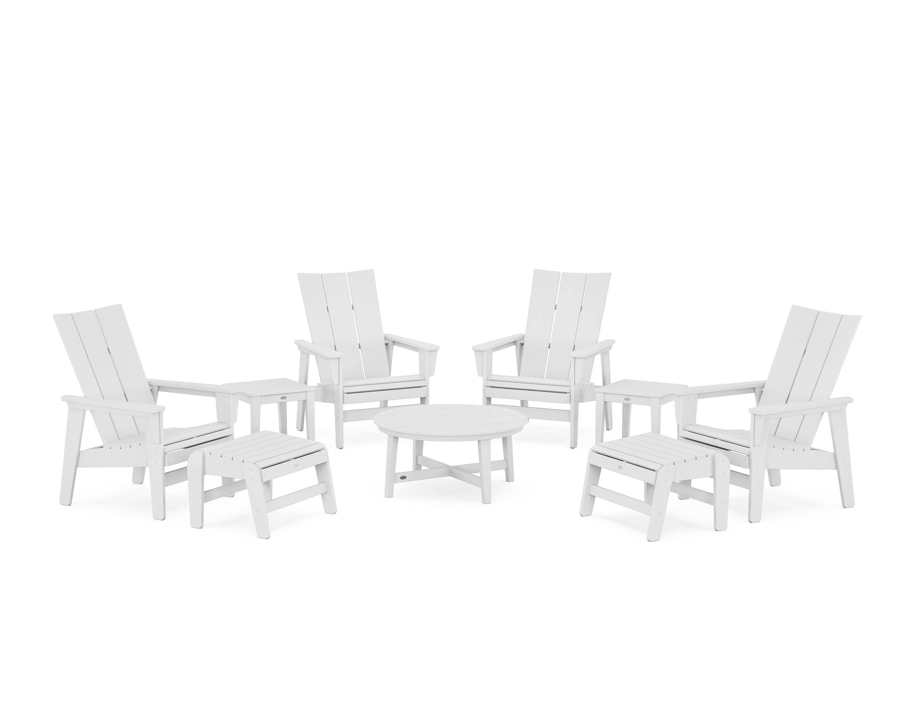 Modern Grand Upright Adirondack 9-Piece Conversation Set in White