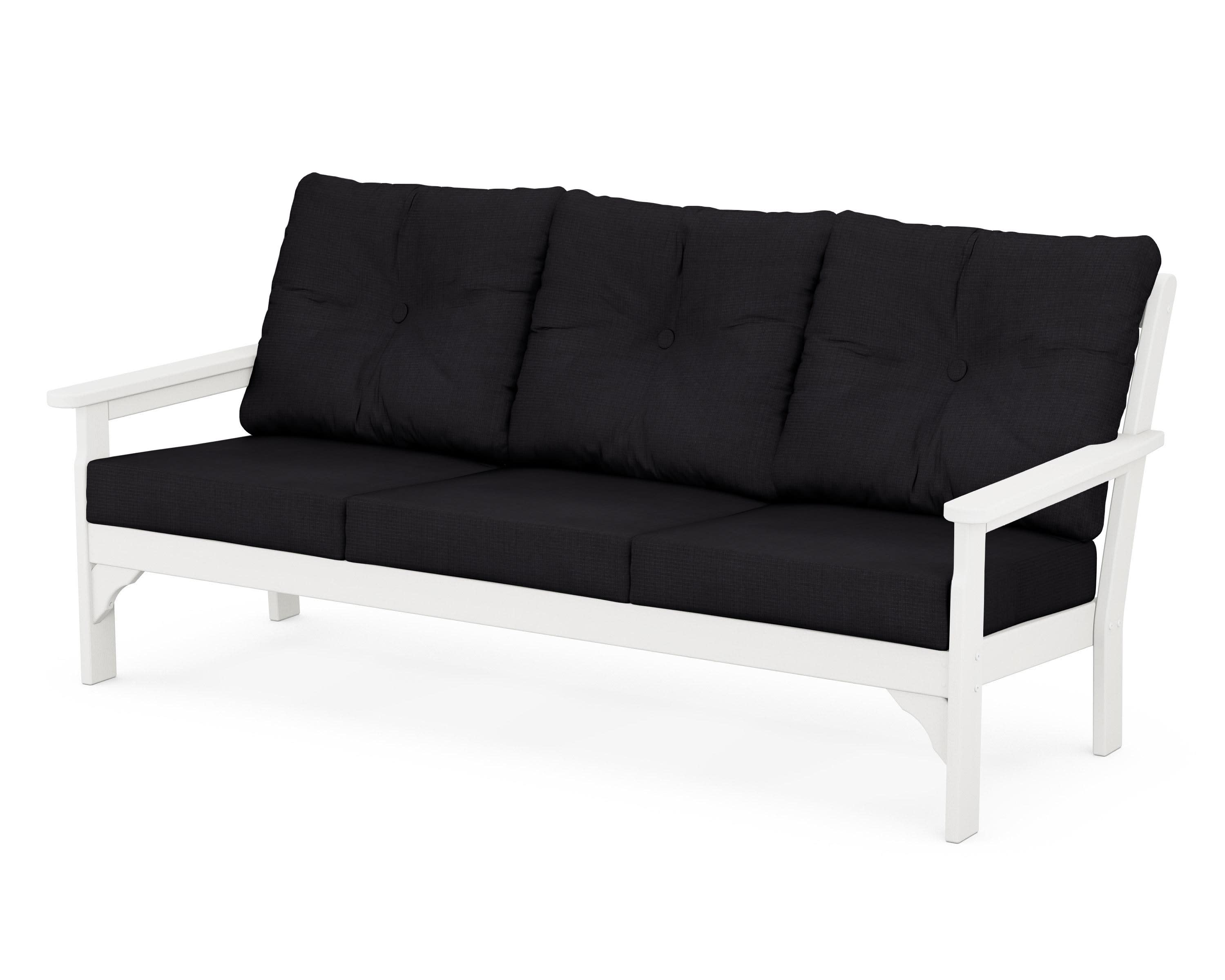 Vineyard Deep Seating Sofa in Vintage White / Midnight Linen