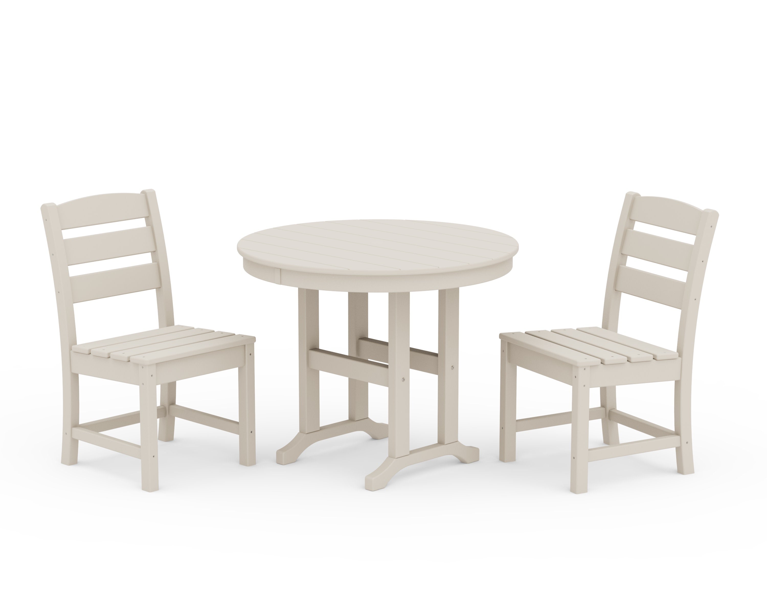 Lakeside Side Chair 3-Piece Round Dining Set in Sand