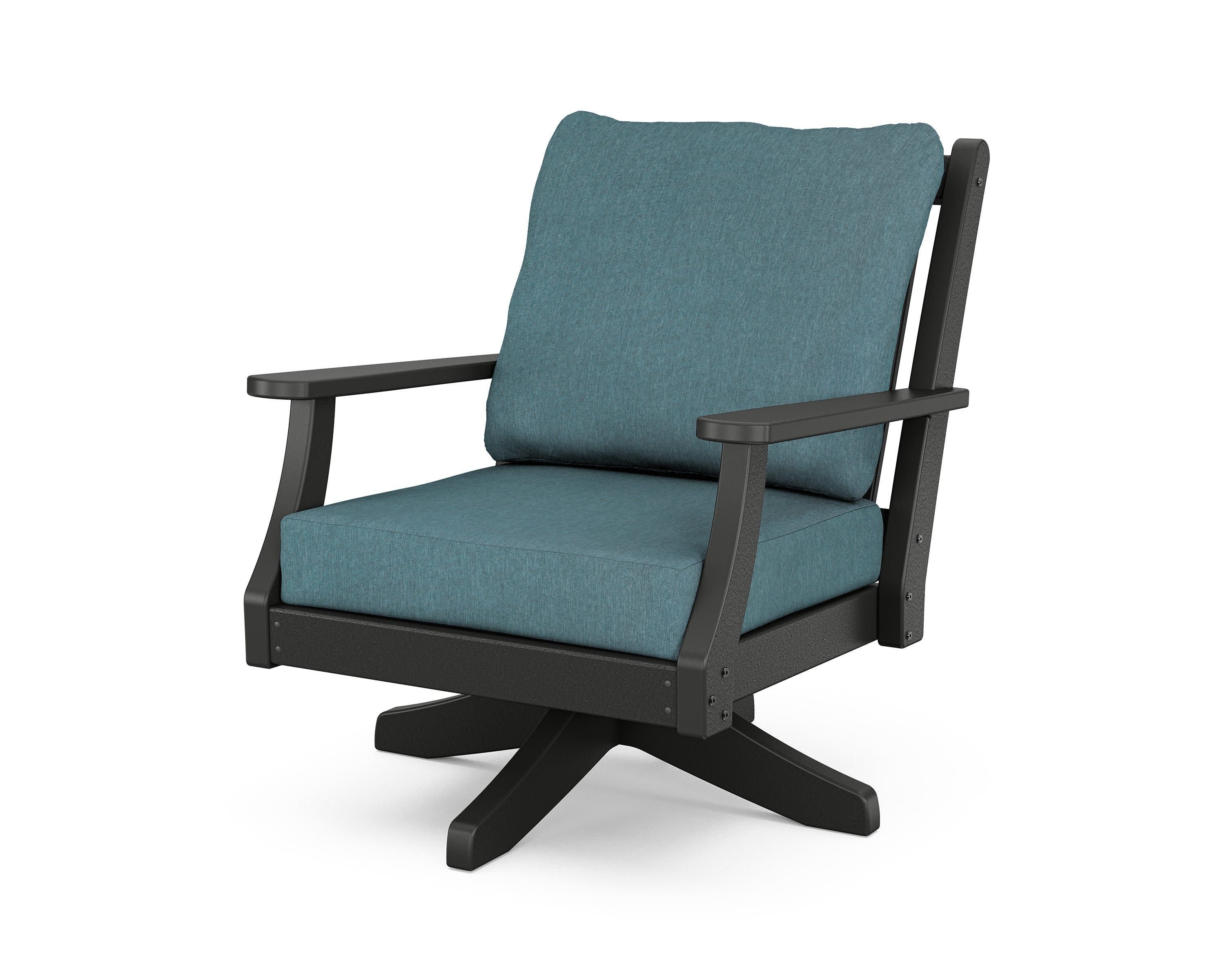 Wovendale Deep Seating Swivel Chair in Black / Ocean Teal