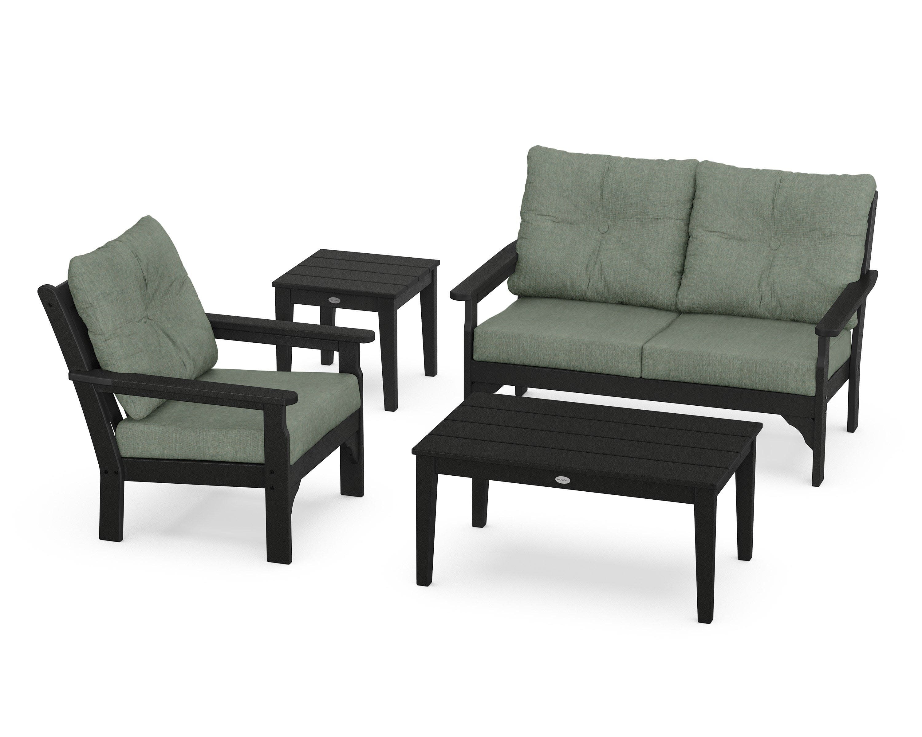 Vineyard 4-Piece Deep Seating Set in Black / Cast Sage