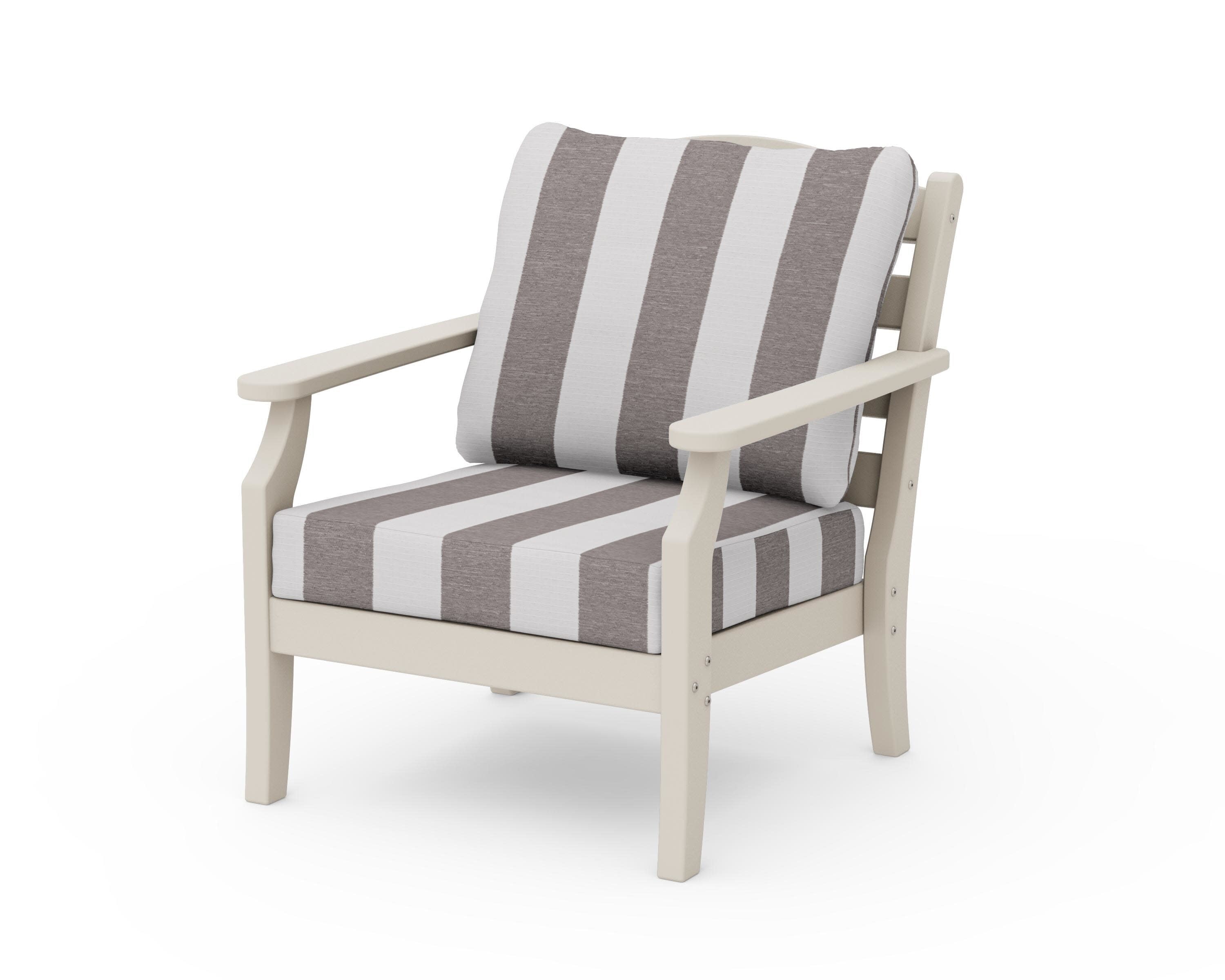 Savannah Deep Seating Chair in Sand / Cabana Stripe Grey Mist