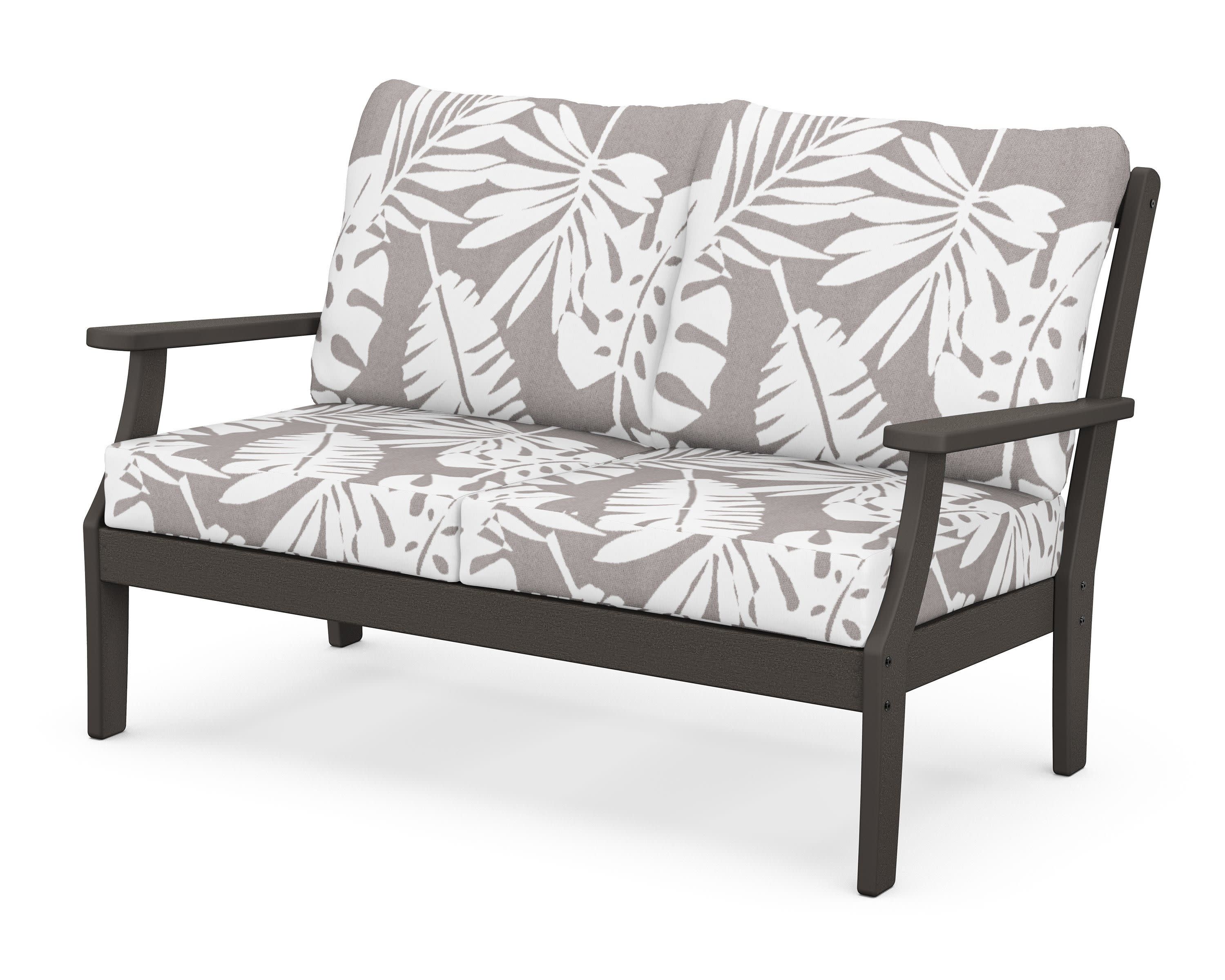 Braxton Deep Seating Loveseat in Vintage Coffee / Leaf Grey Mist