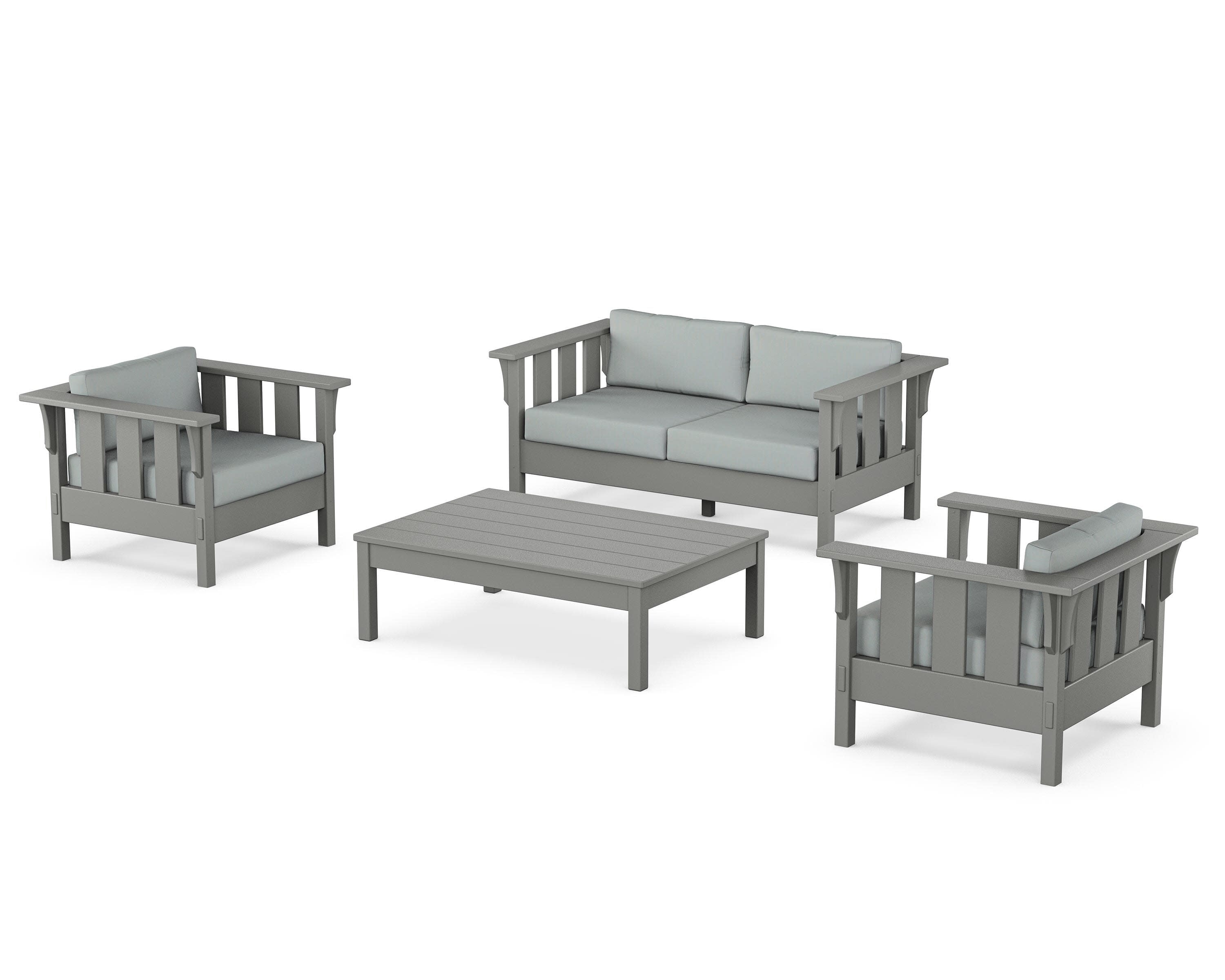 Acadia 4-Piece Deep Seating Set with Loveseat in Slate Grey / Spa