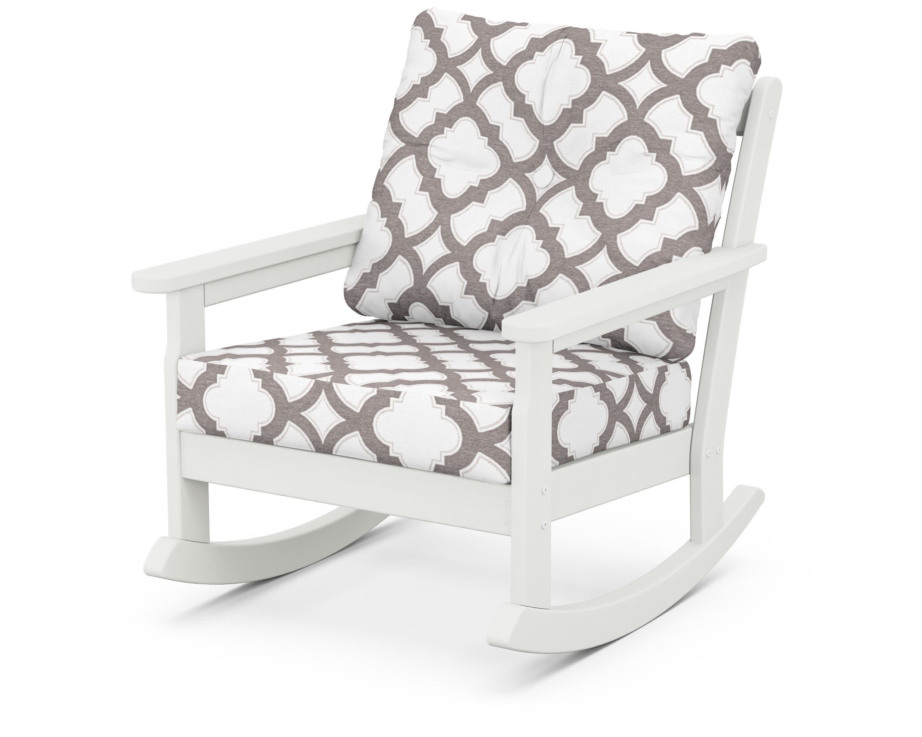 Vineyard Deep Seating Rocking Chair in Vintage White / Trellis Grey Mist
