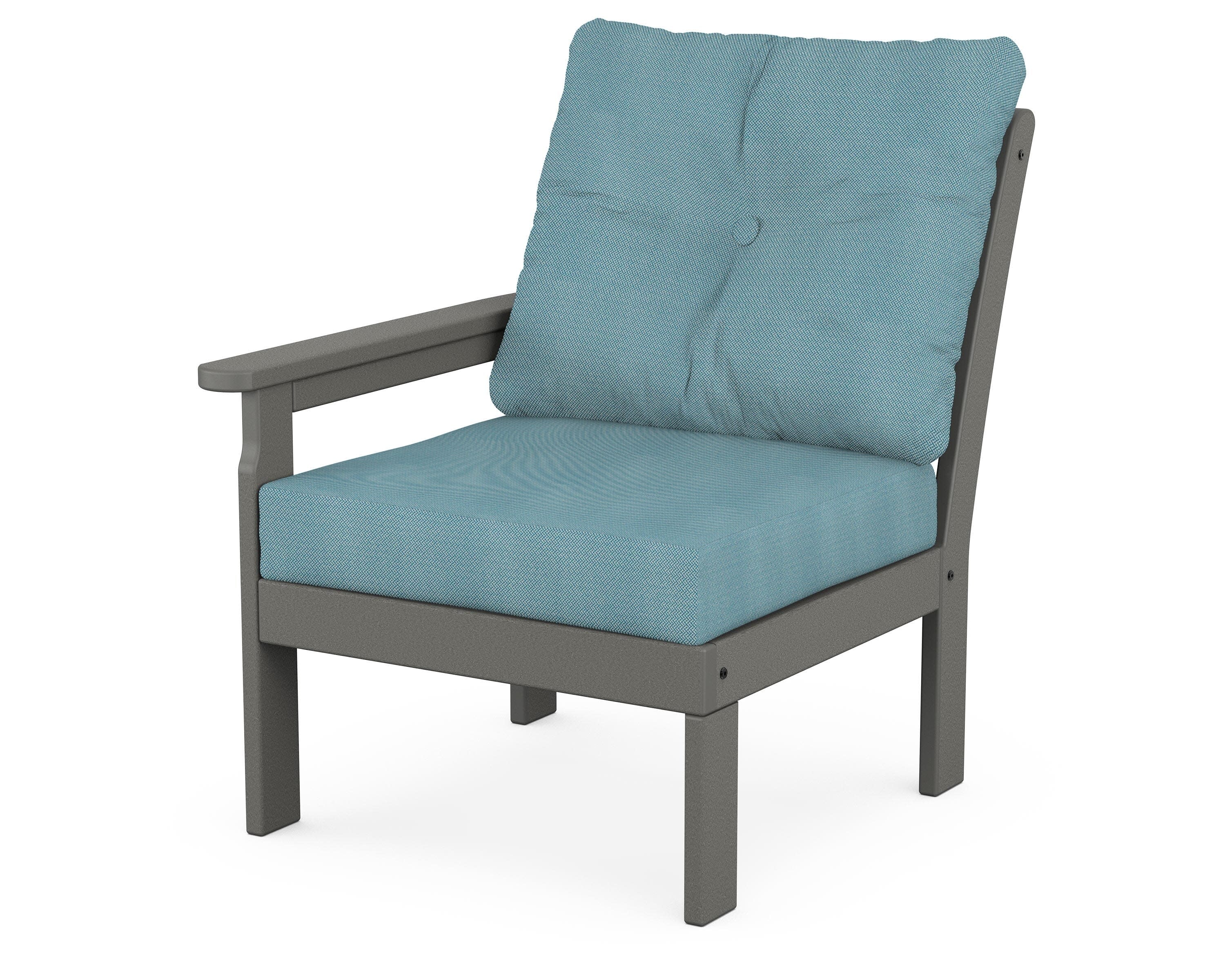 Vineyard Modular Left Arm Chair in Slate Grey / Lattice Sky Blue