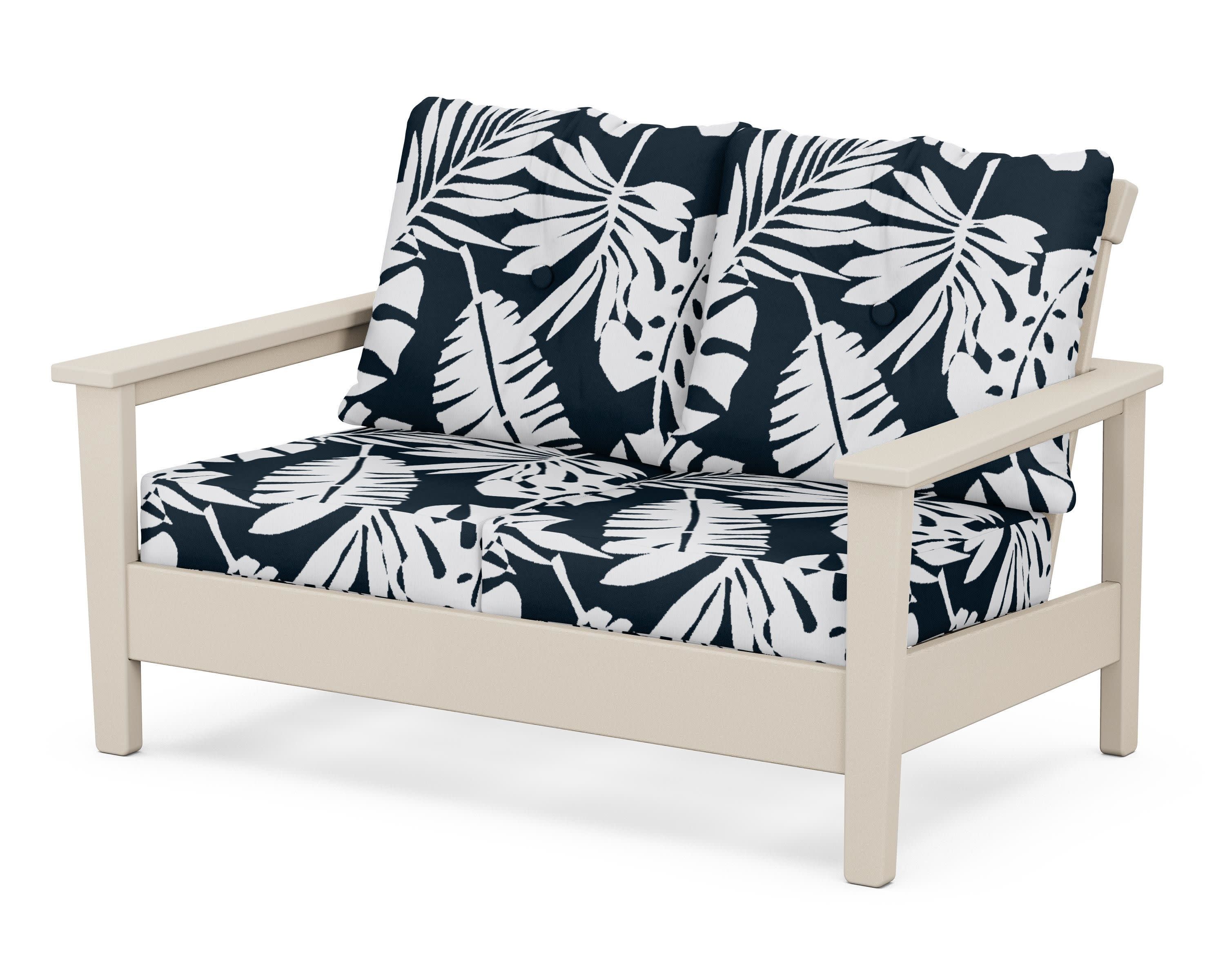 Prescott Deep Seating Loveseat in Sand / Leaf Marine Indigo