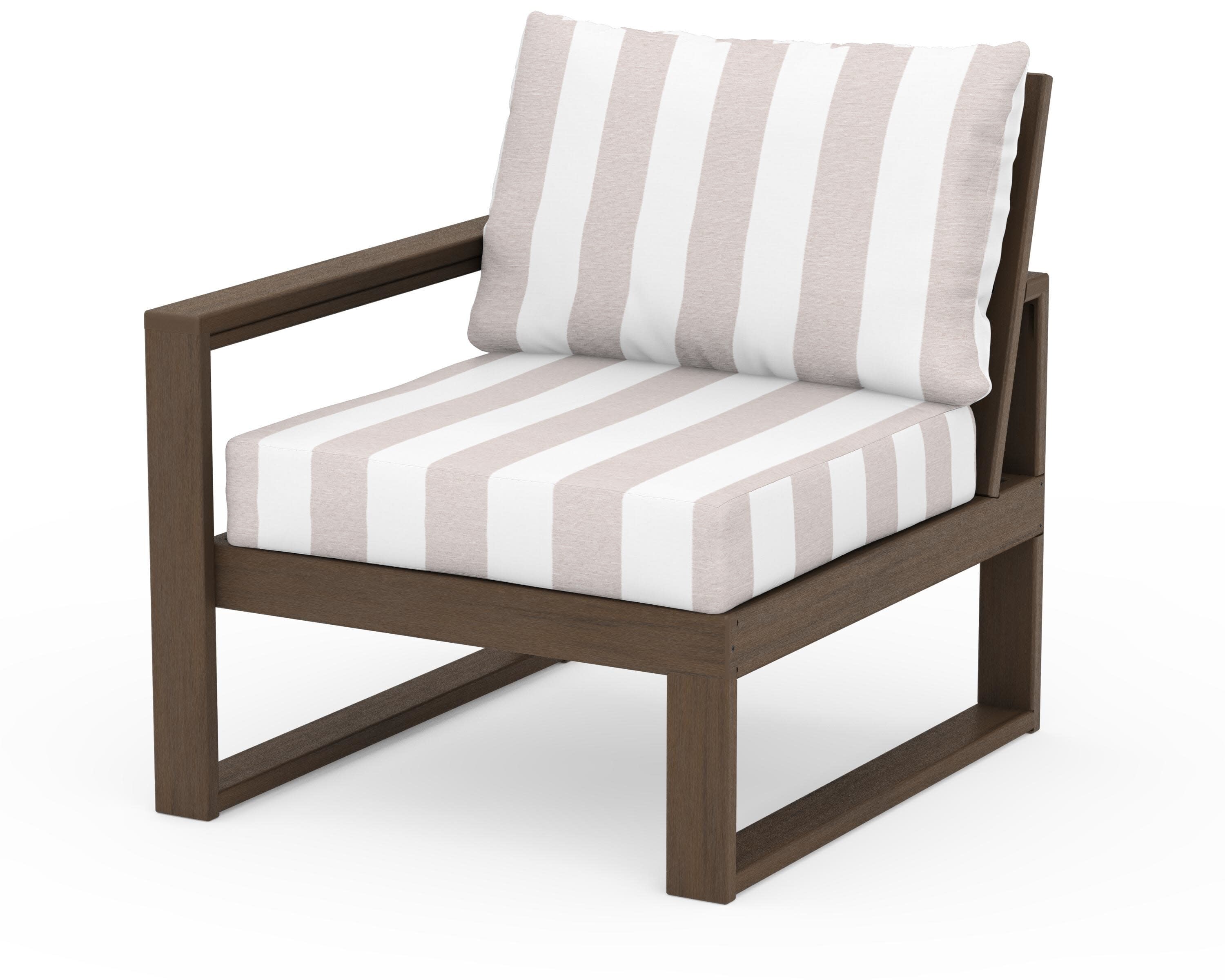 EDGE Modular Left Arm Chair in Kona / Cabana Stripe Dune Burlap