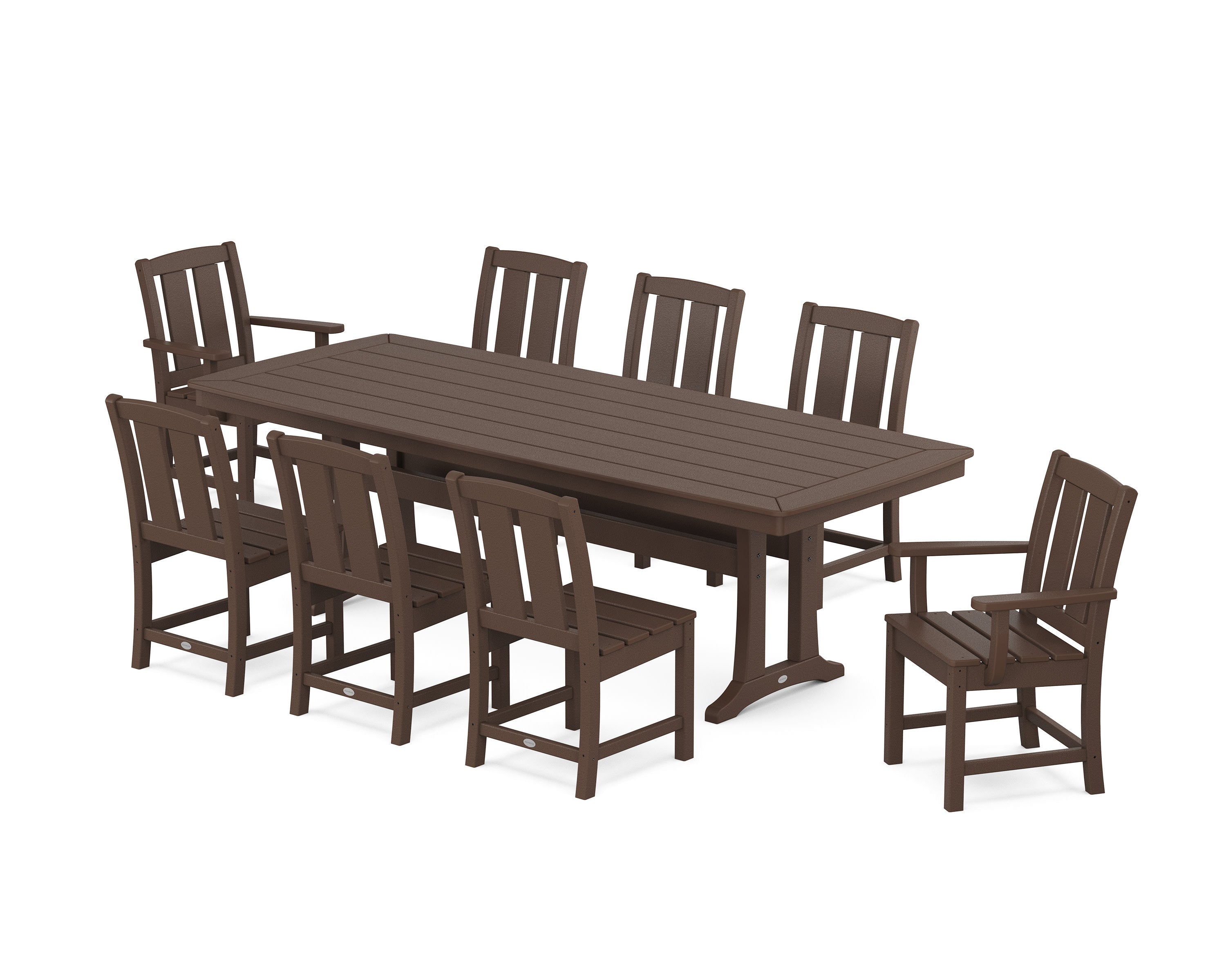 Mission 9-Piece Dining Set with Trestle Legs in Mahogany