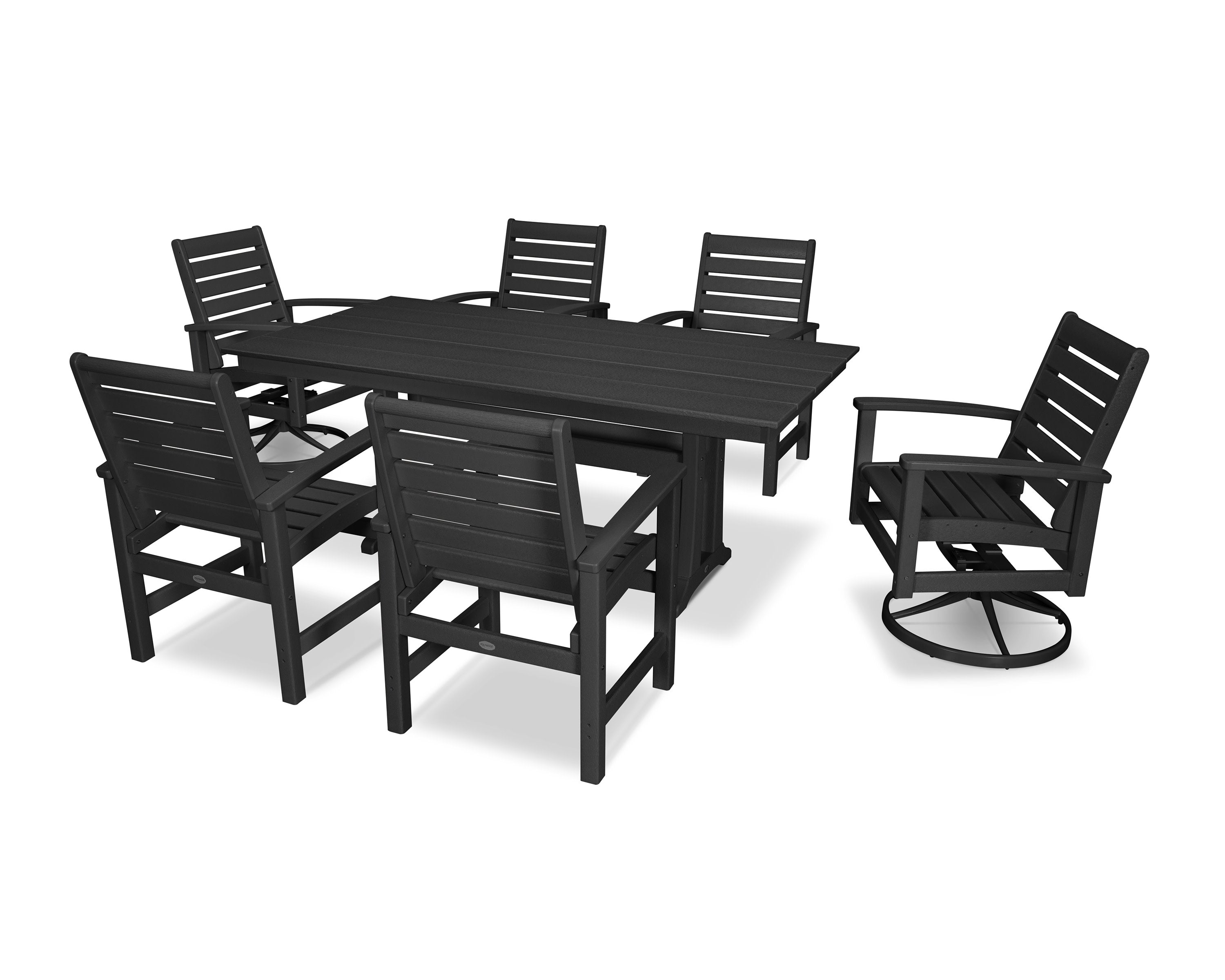 7 Piece Signature Dining Set in Textured Black / Black
