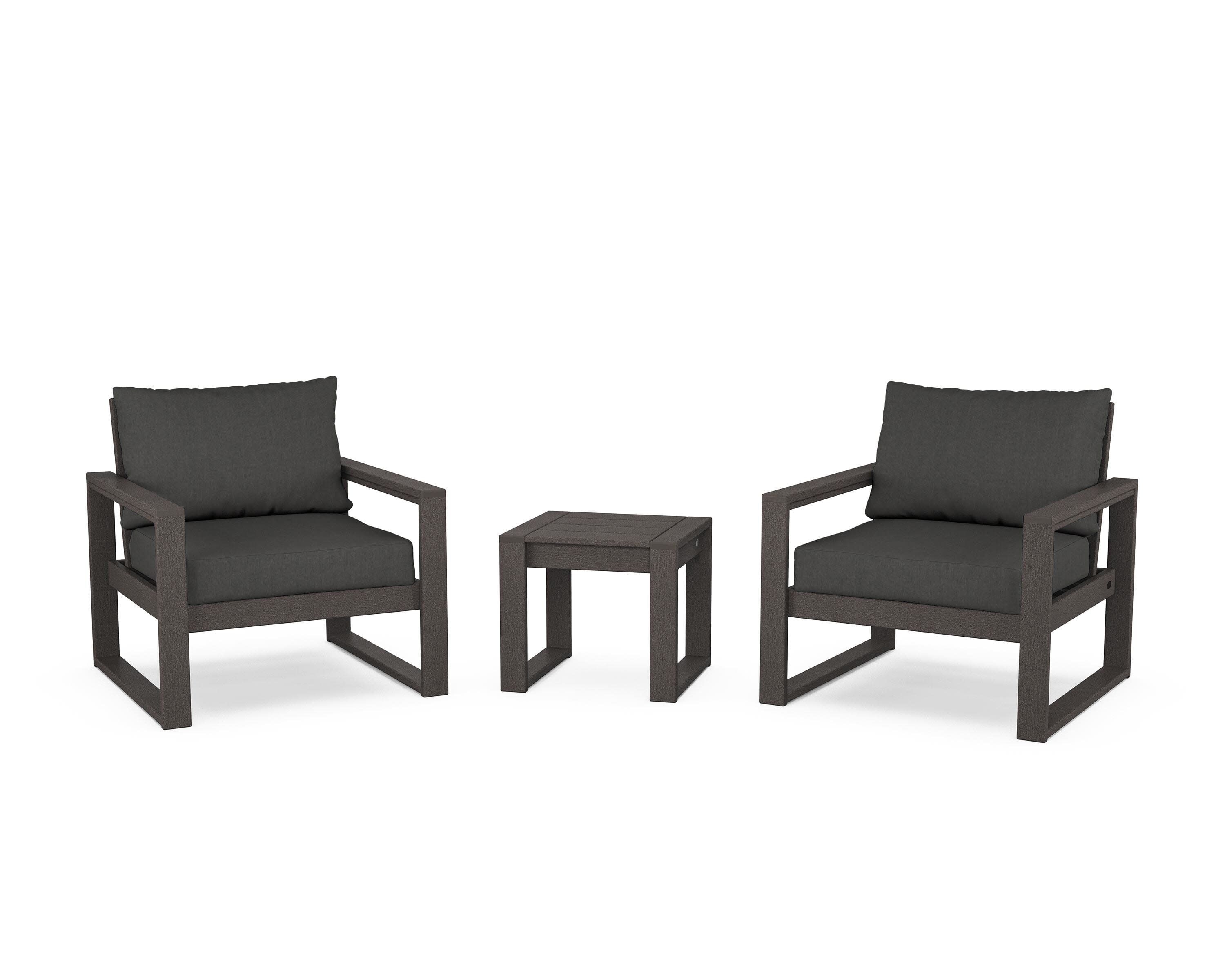 EDGE Sectional 3-Piece Deep Seating Set in Vintage Coffee / Spectrum Carbon