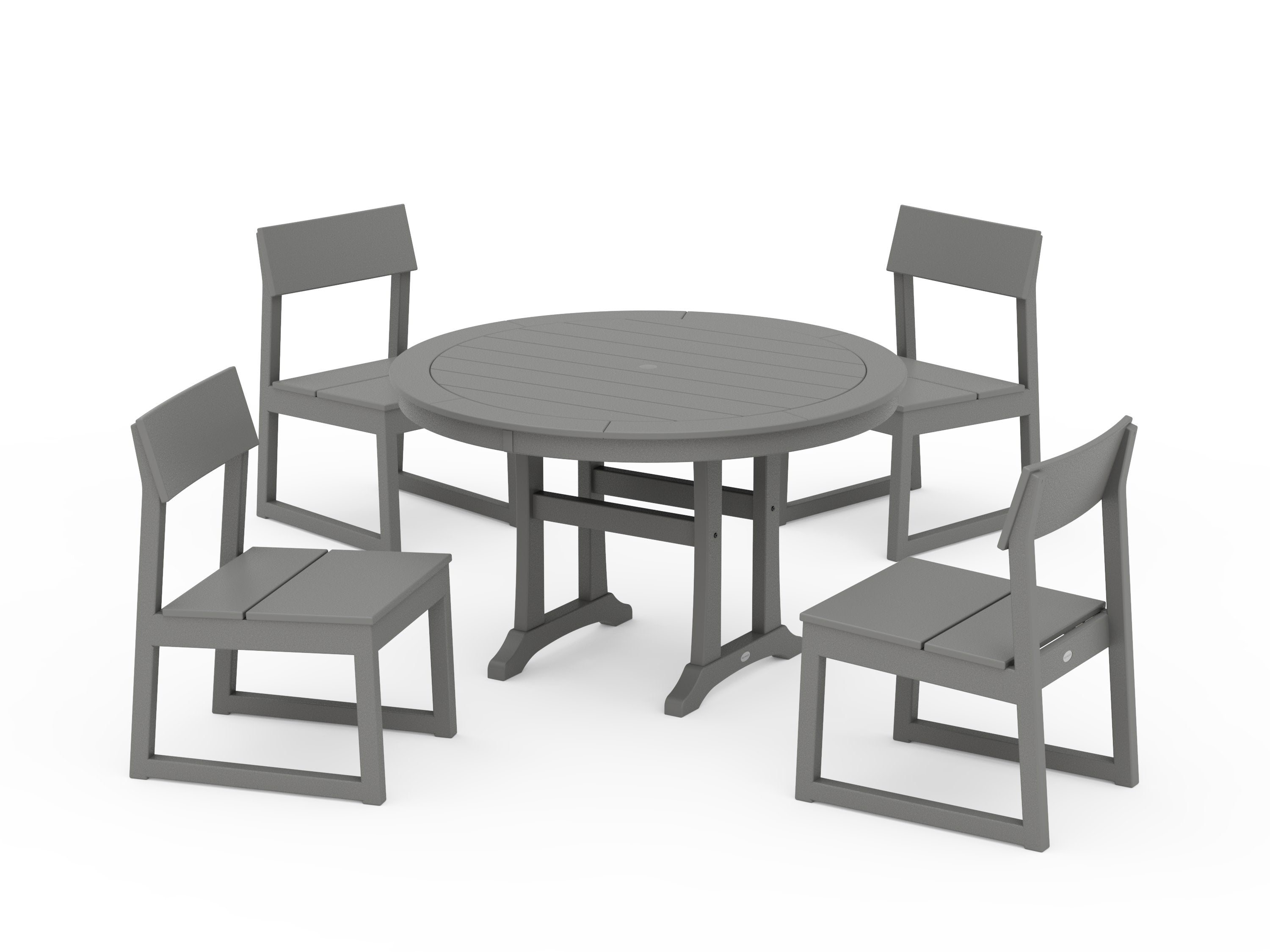 EDGE Side Chair 5-Piece Round Dining Set With Trestle Legs in Slate Grey