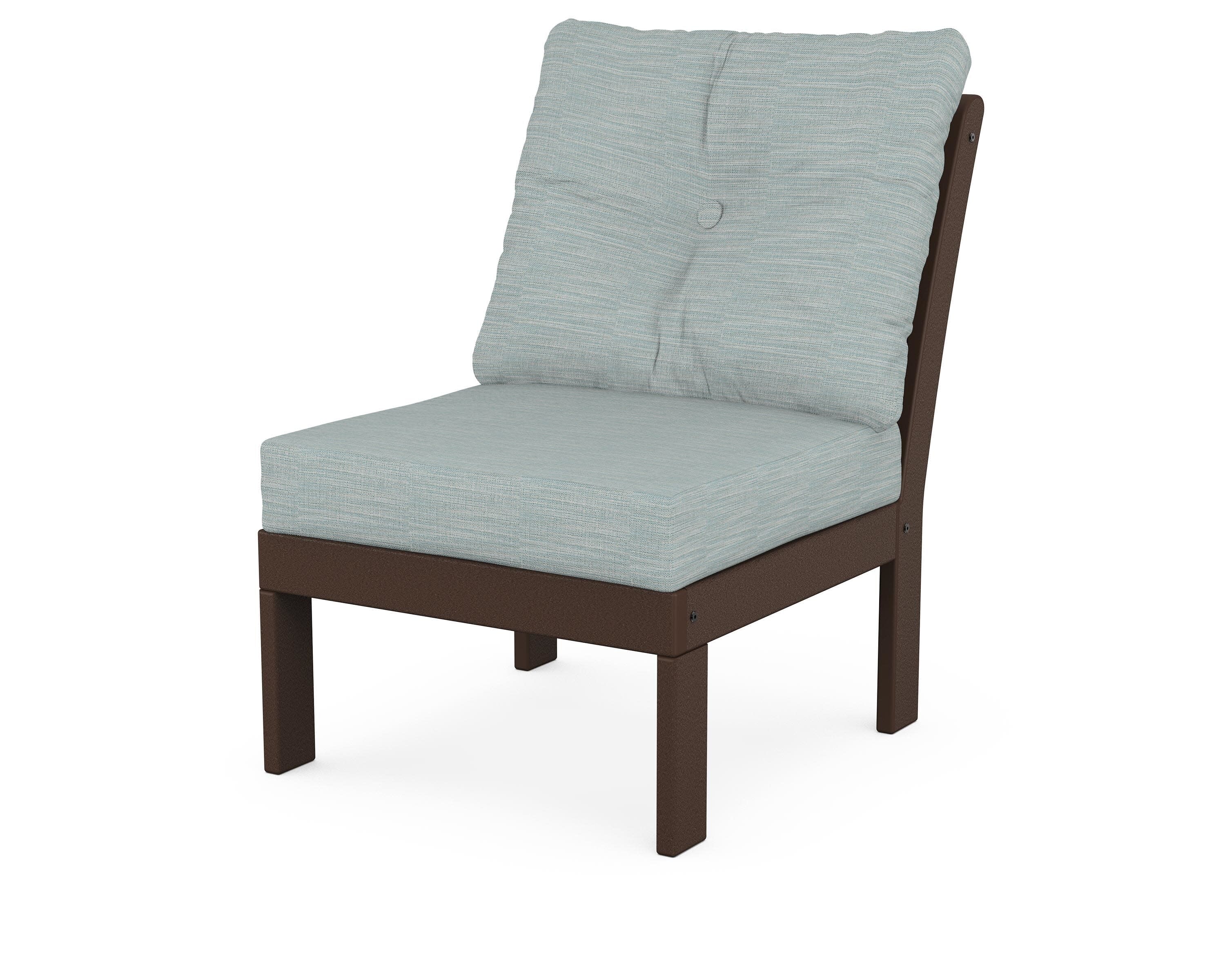 Vineyard Modular Armless Chair in Mahogany / Soothe Mist