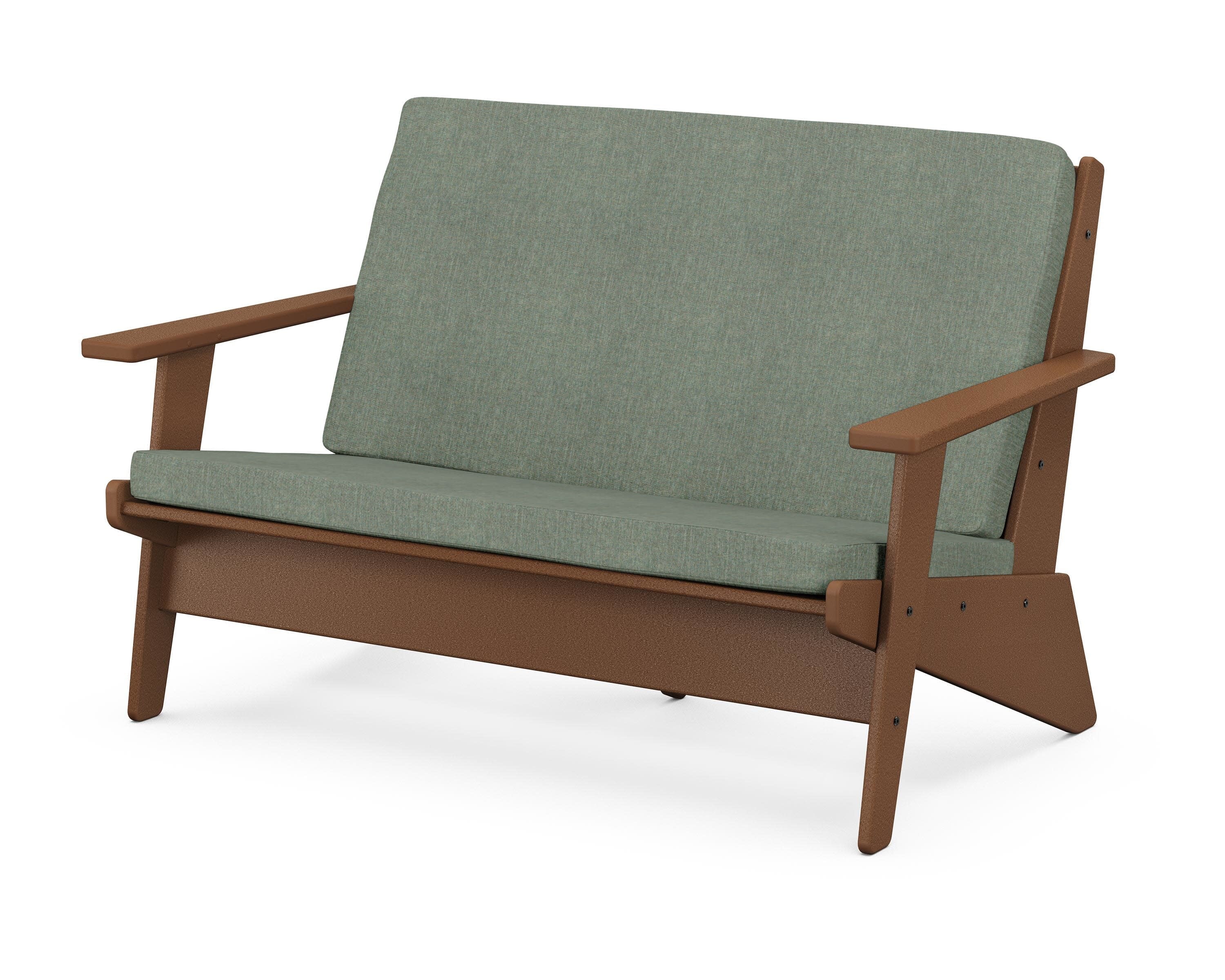 Riviera Modern Lounge Loveseat in Teak / Cast Sage