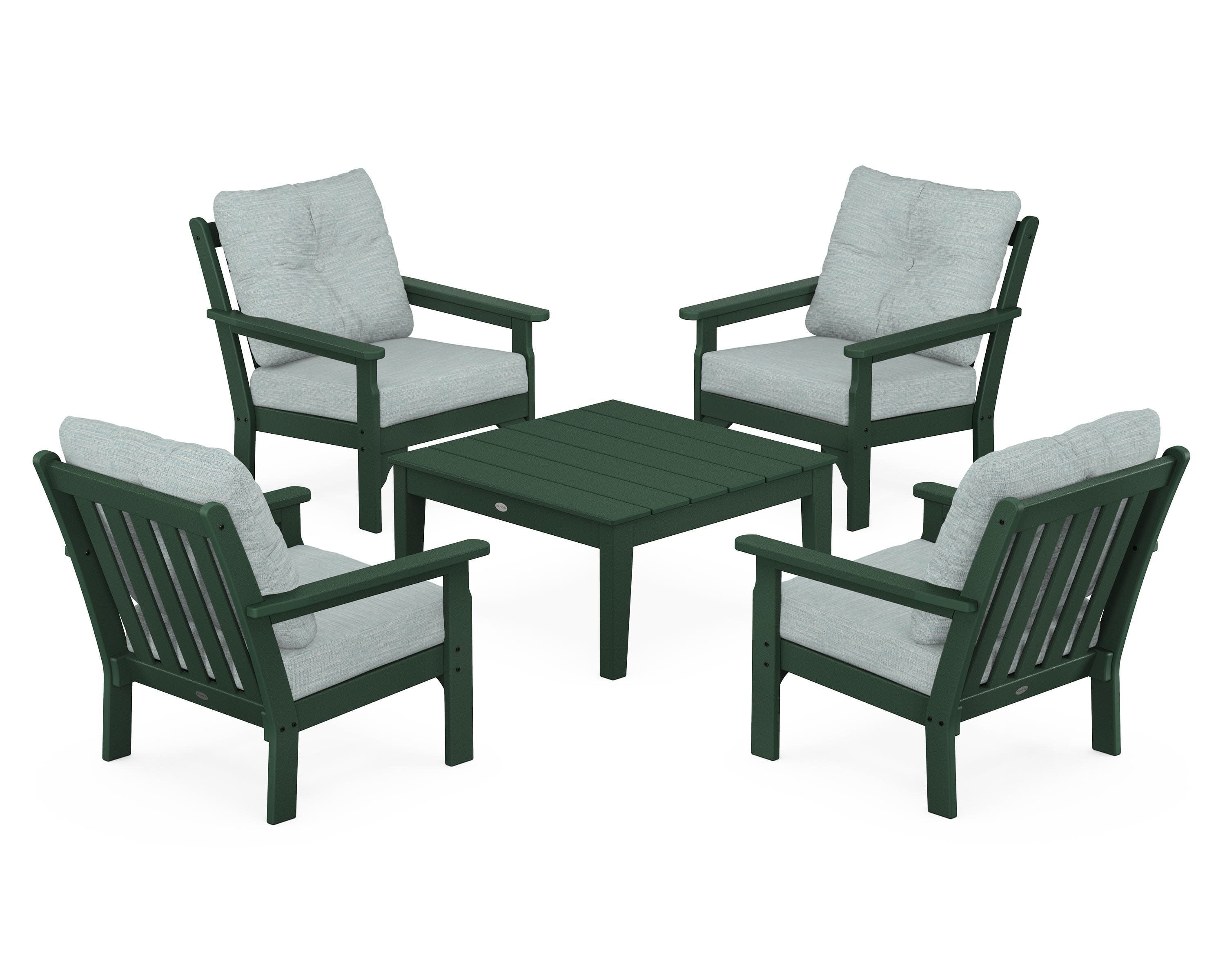 Vineyard 5-Piece Deep Seating Conversation Set in Green / Soothe Mist