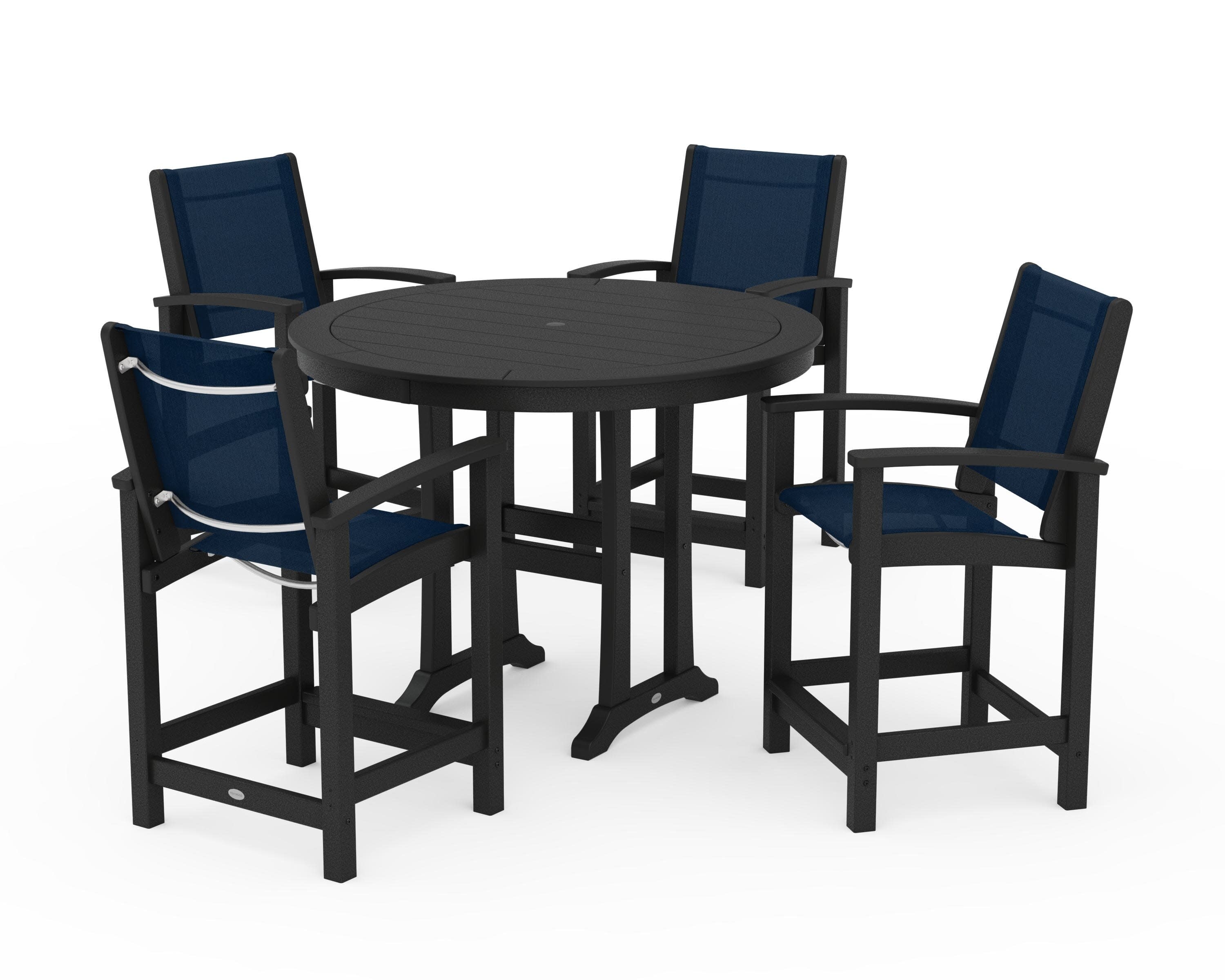 Coastal 5-Piece Counter Set in Black / Navy Blue Sling