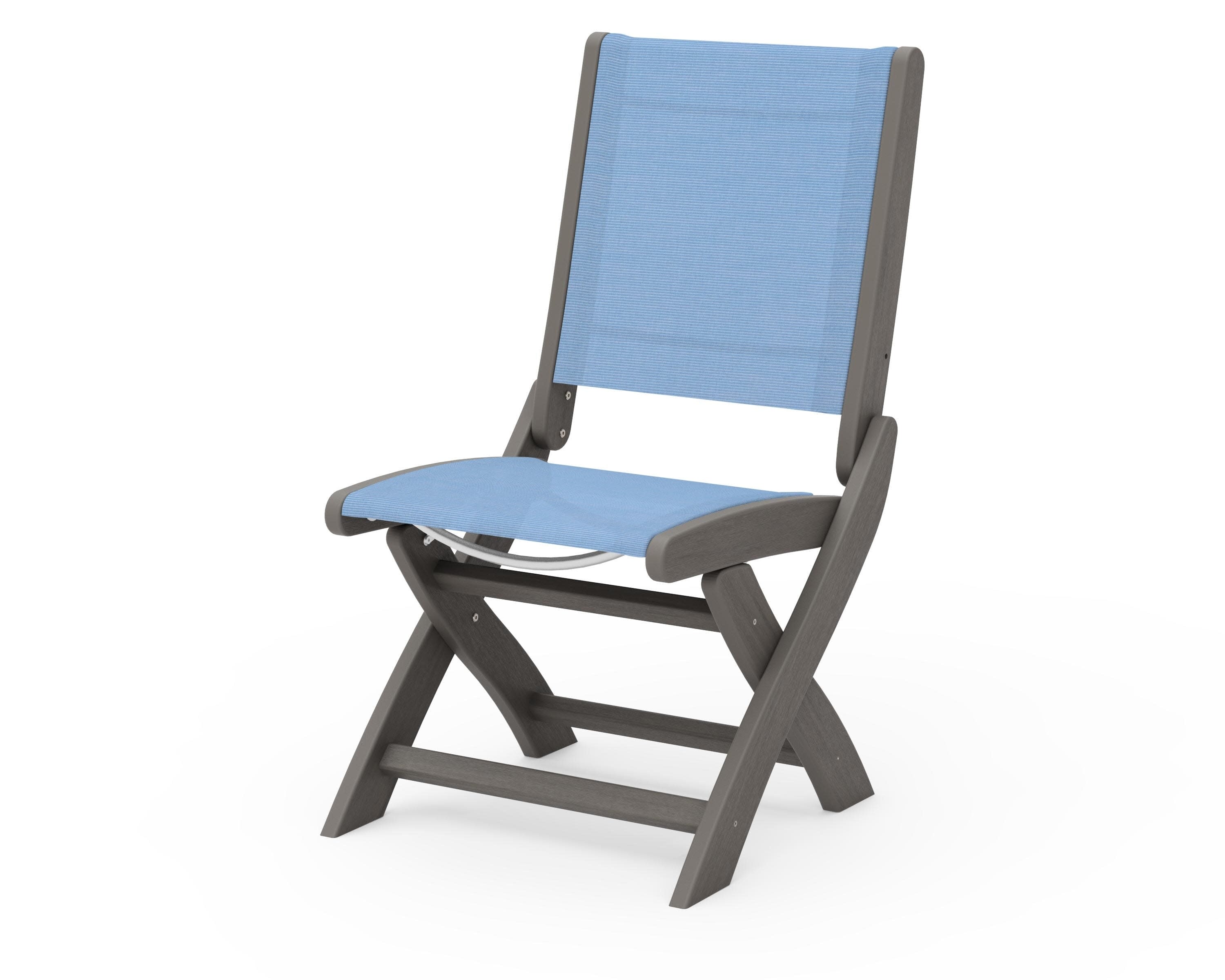 Coastal Folding Side Chair in Driftwood / Poolside Sling