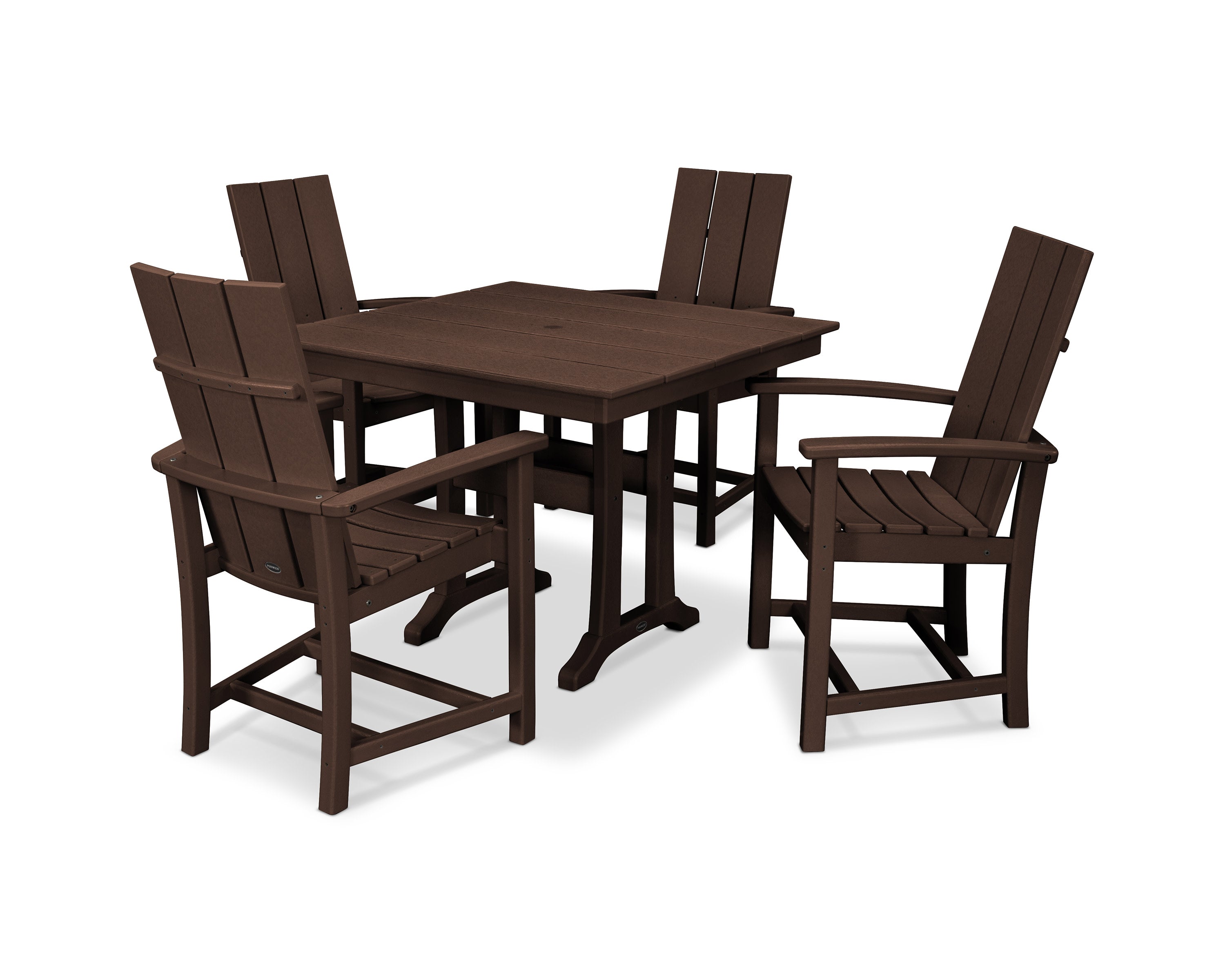 Modern Adirondack 5-Piece Farmhouse Trestle Dining Set in Mahogany