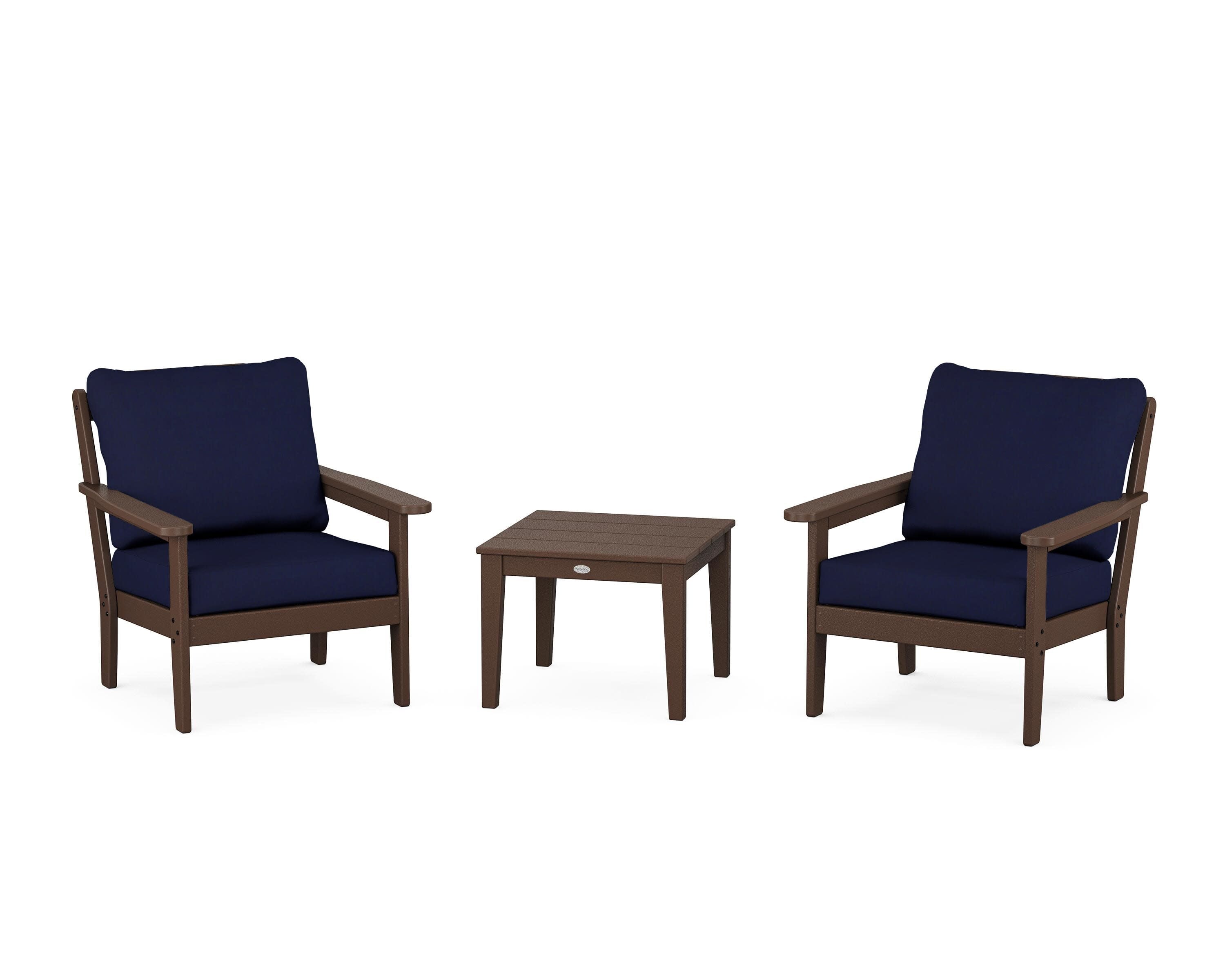 Cottage 3-Piece Deep Seating Set in Mahogany / Navy