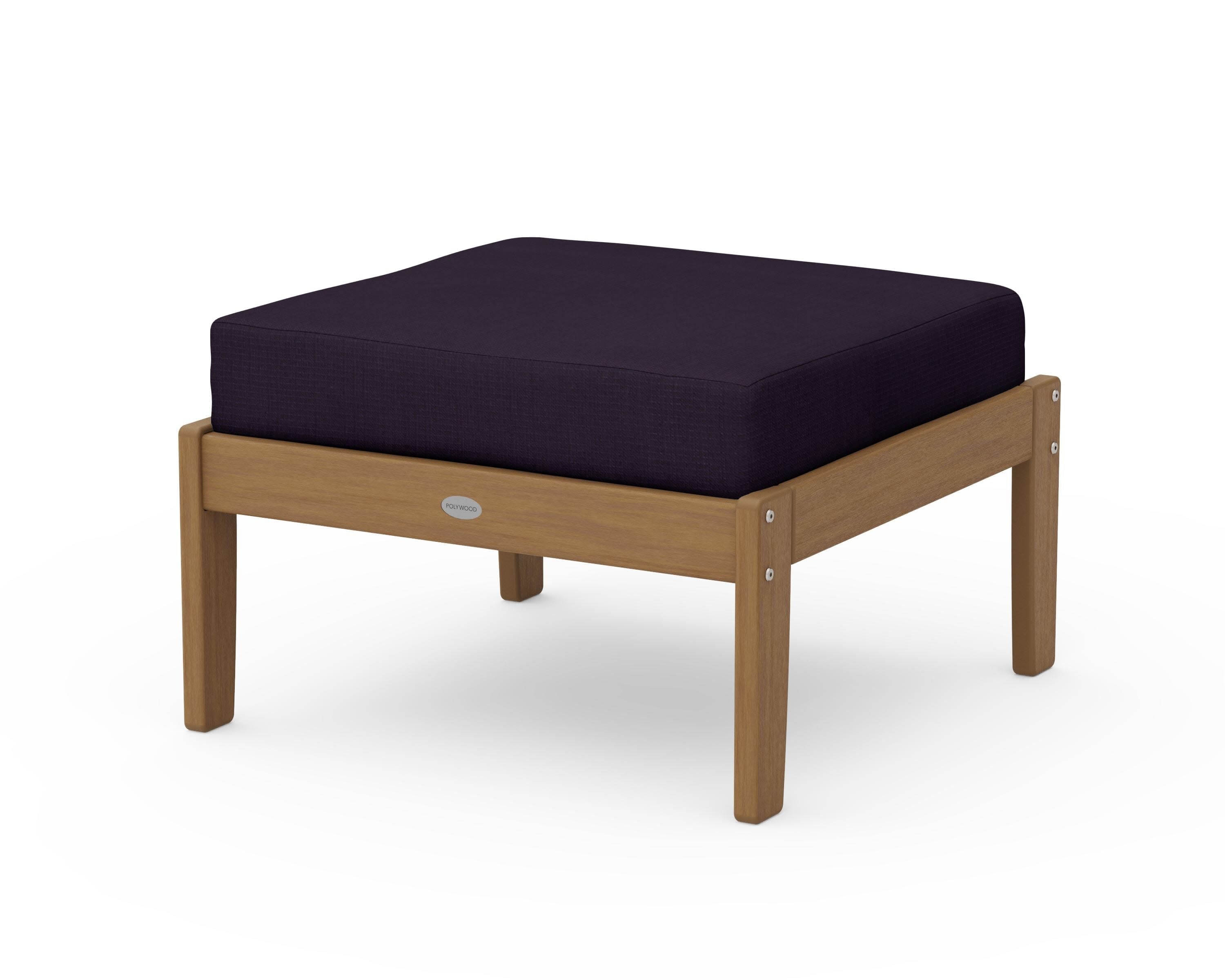 Braxton Deep Seating Ottoman in Natural / Navy Linen
