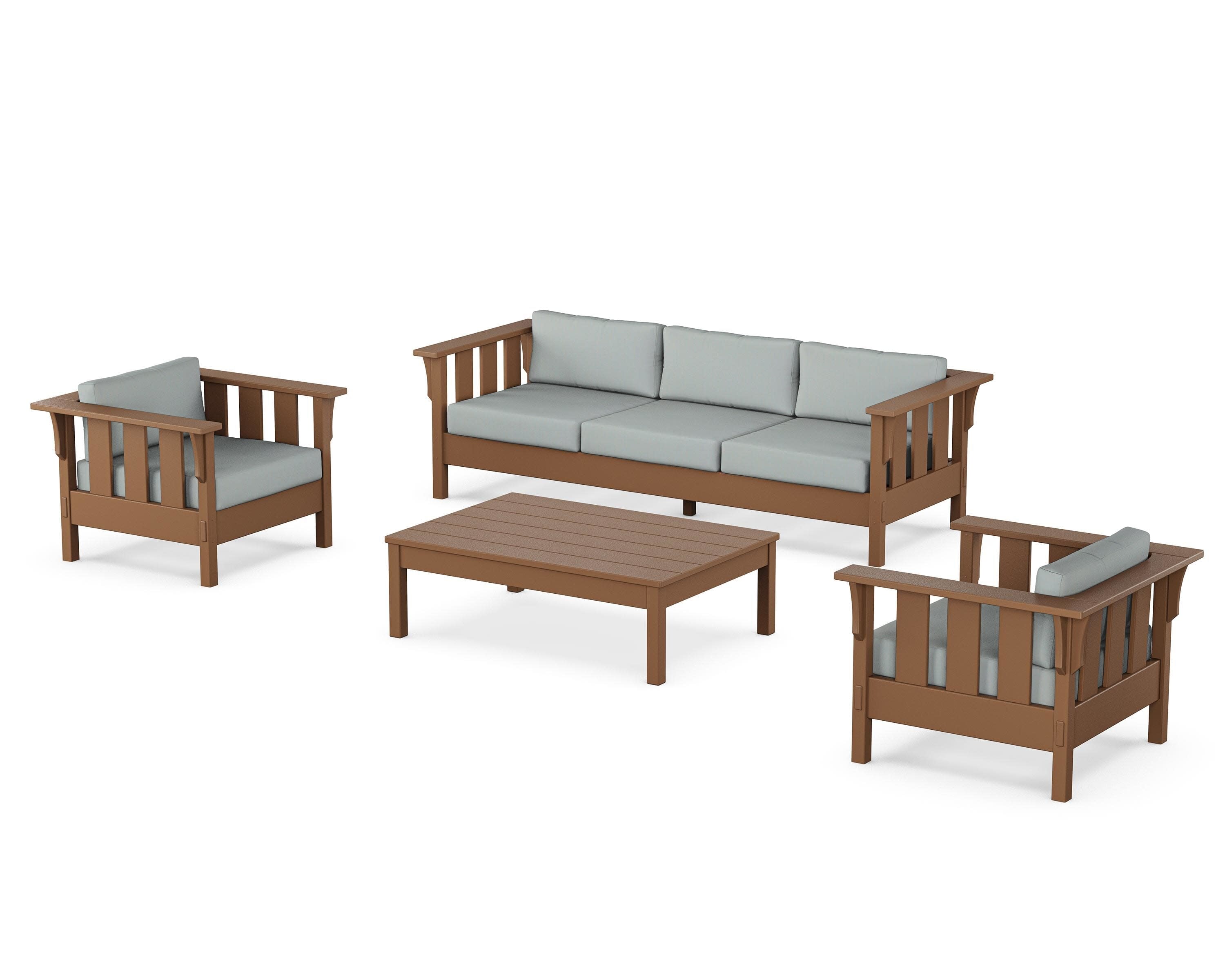 Acadia 4-Piece Deep Seating Set with Sofa in Teak / Spa