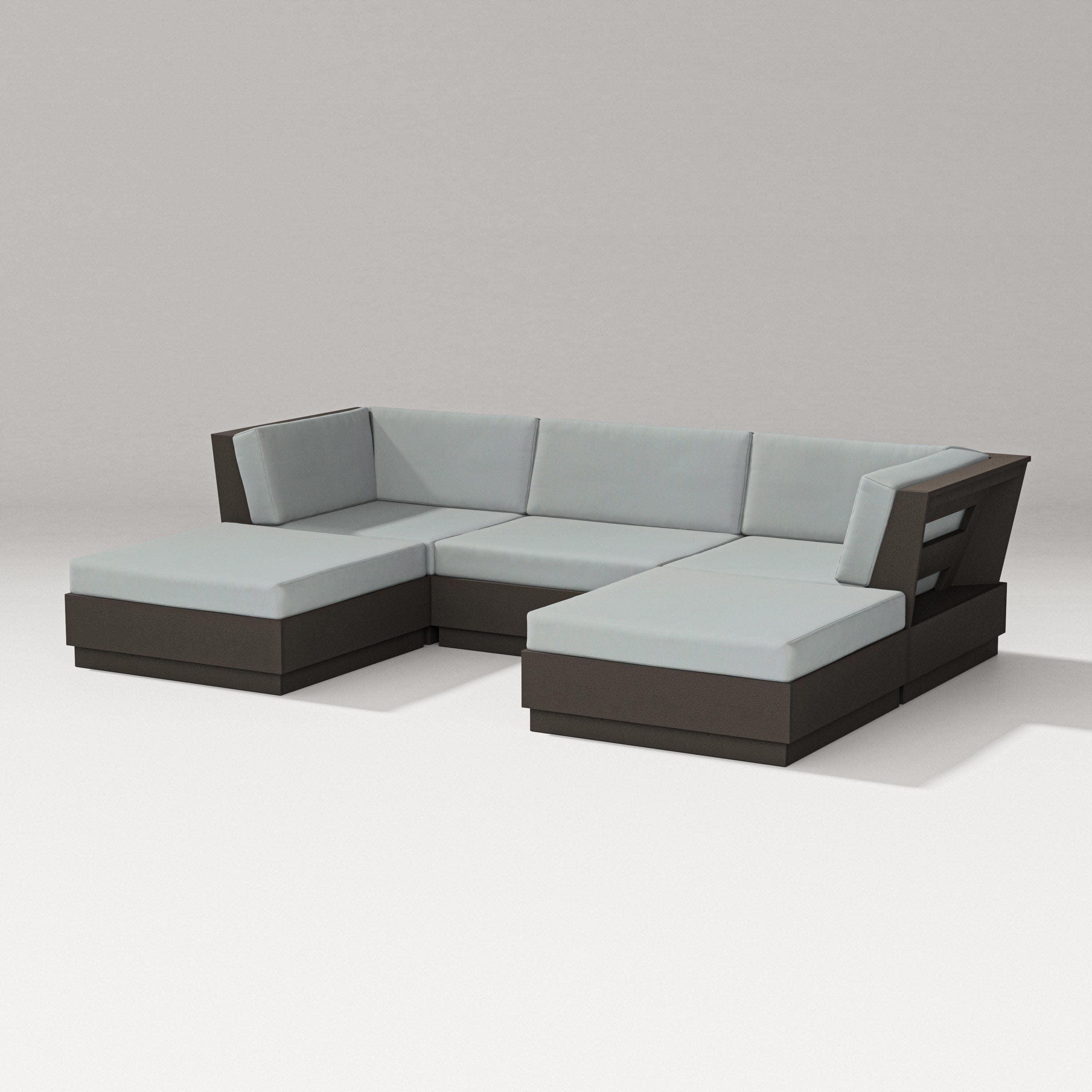Elevate Double Chaise Sectional in Vintage Coffee / Spa