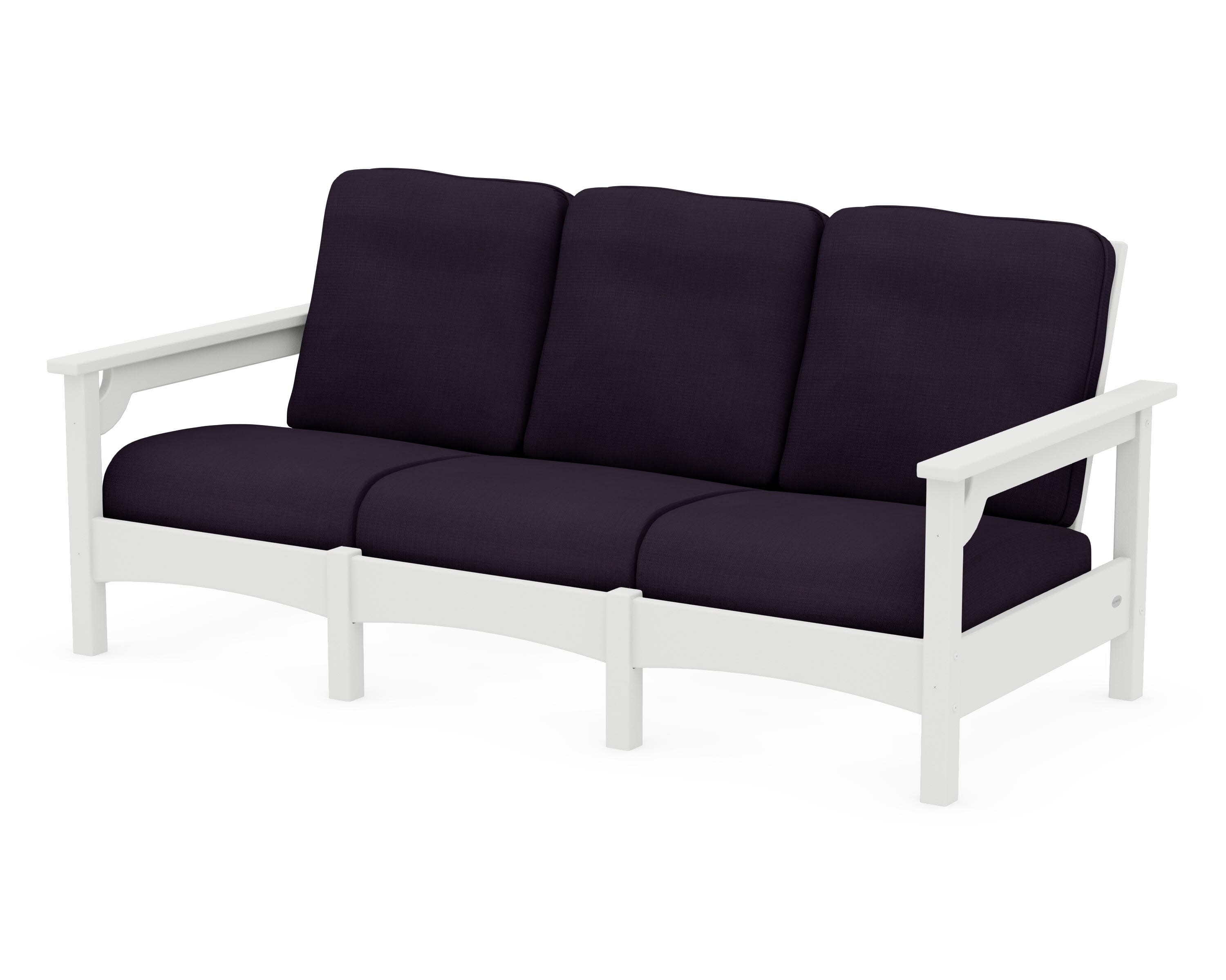 Club Sofa in Vintage White / Navy Linen