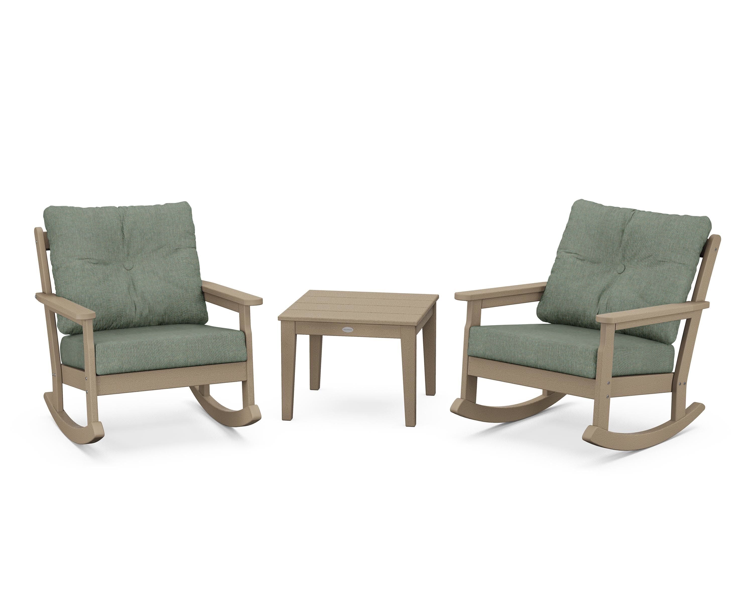 Vineyard 3-Piece Deep Seating Rocker Set in Vintage Sahara / Cast Sage