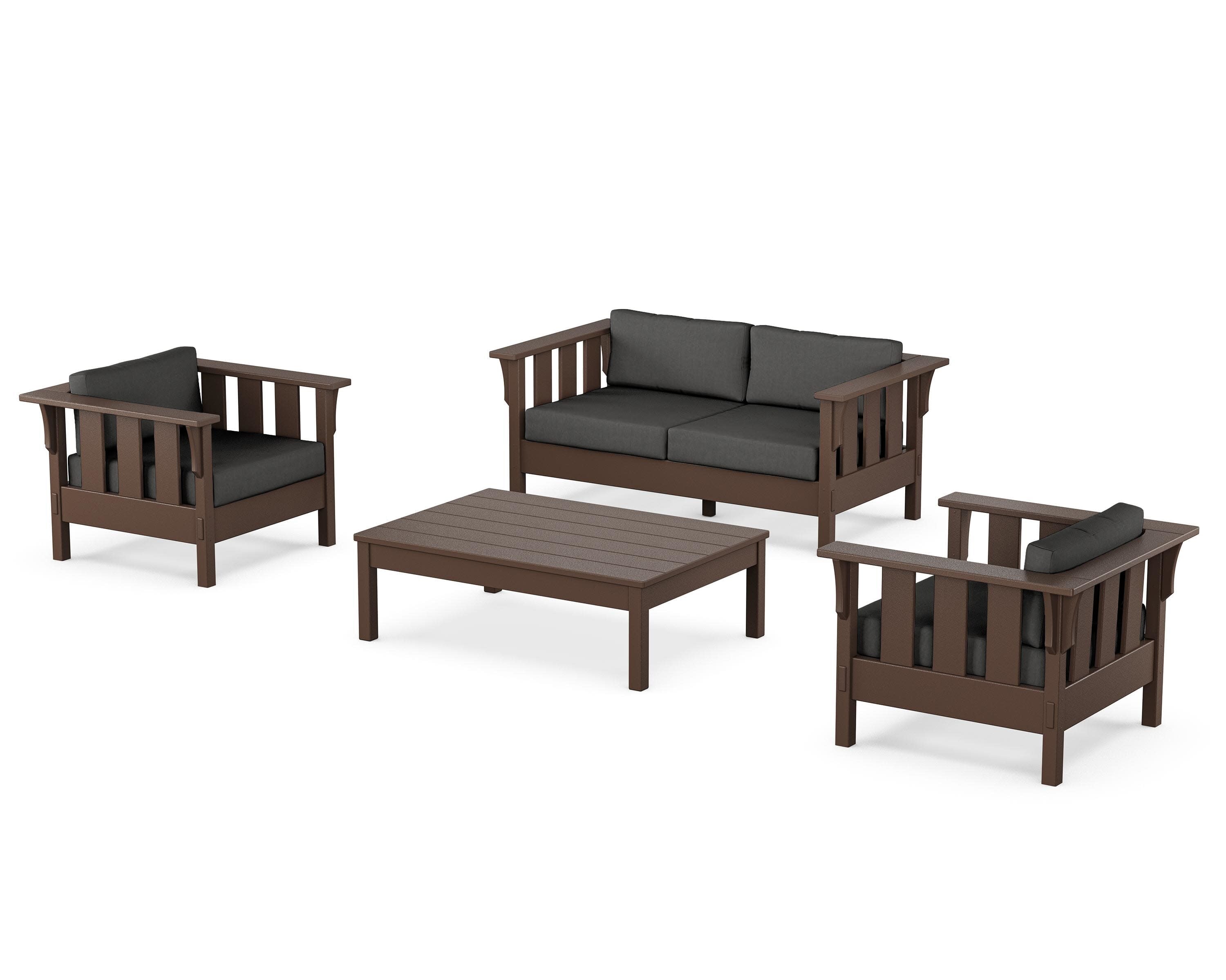 Acadia 4-Piece Deep Seating Set with Loveseat in Mahogany / Spectrum Carbon