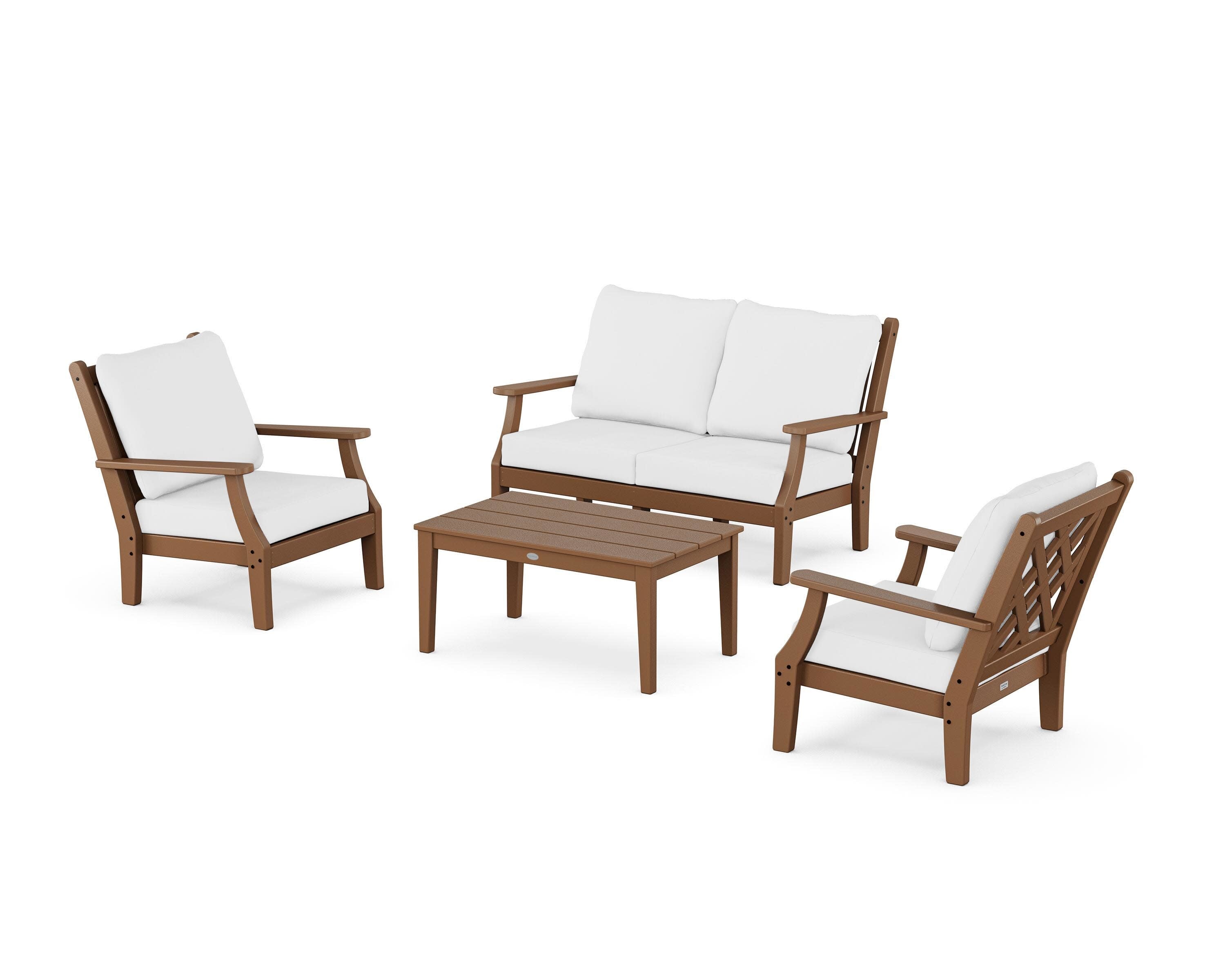 Wovendale 4-Piece Deep Seating Set with Loveseat in Teak / Natural