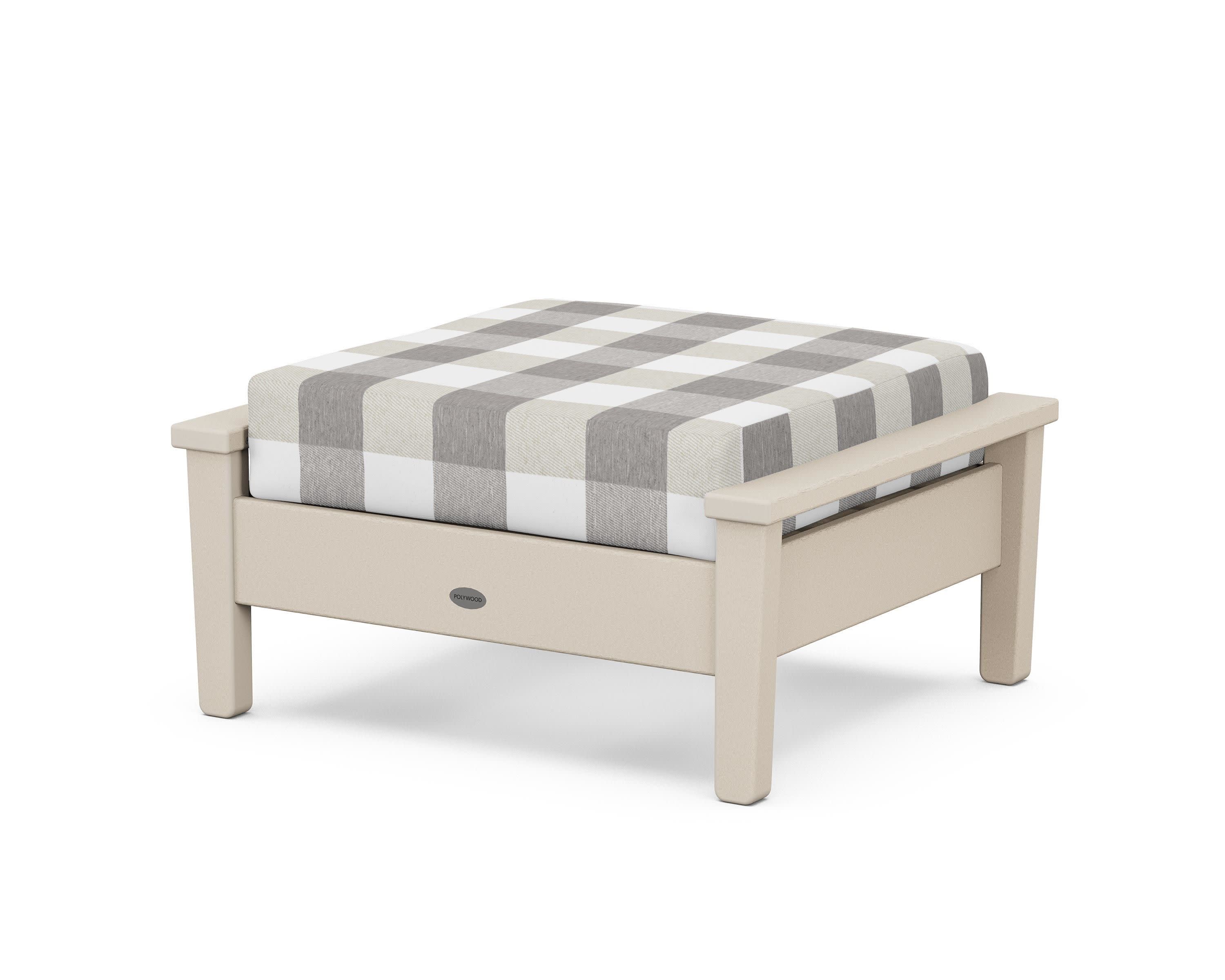 Prescott Deep Seating Ottoman in Sand / Buffalo Plaid Grey Mist