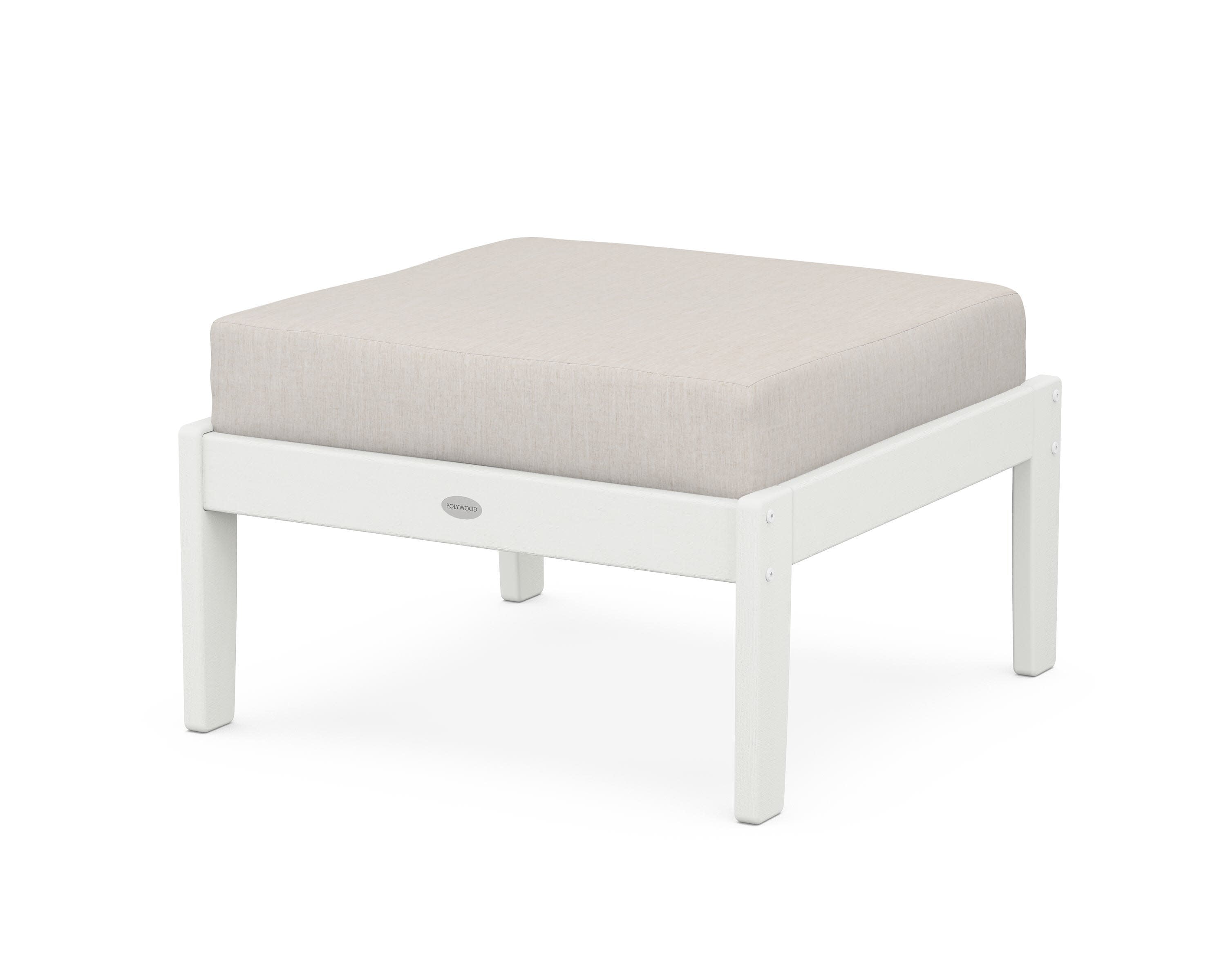 Braxton Deep Seating Ottoman in Vintage White / Cast Ash