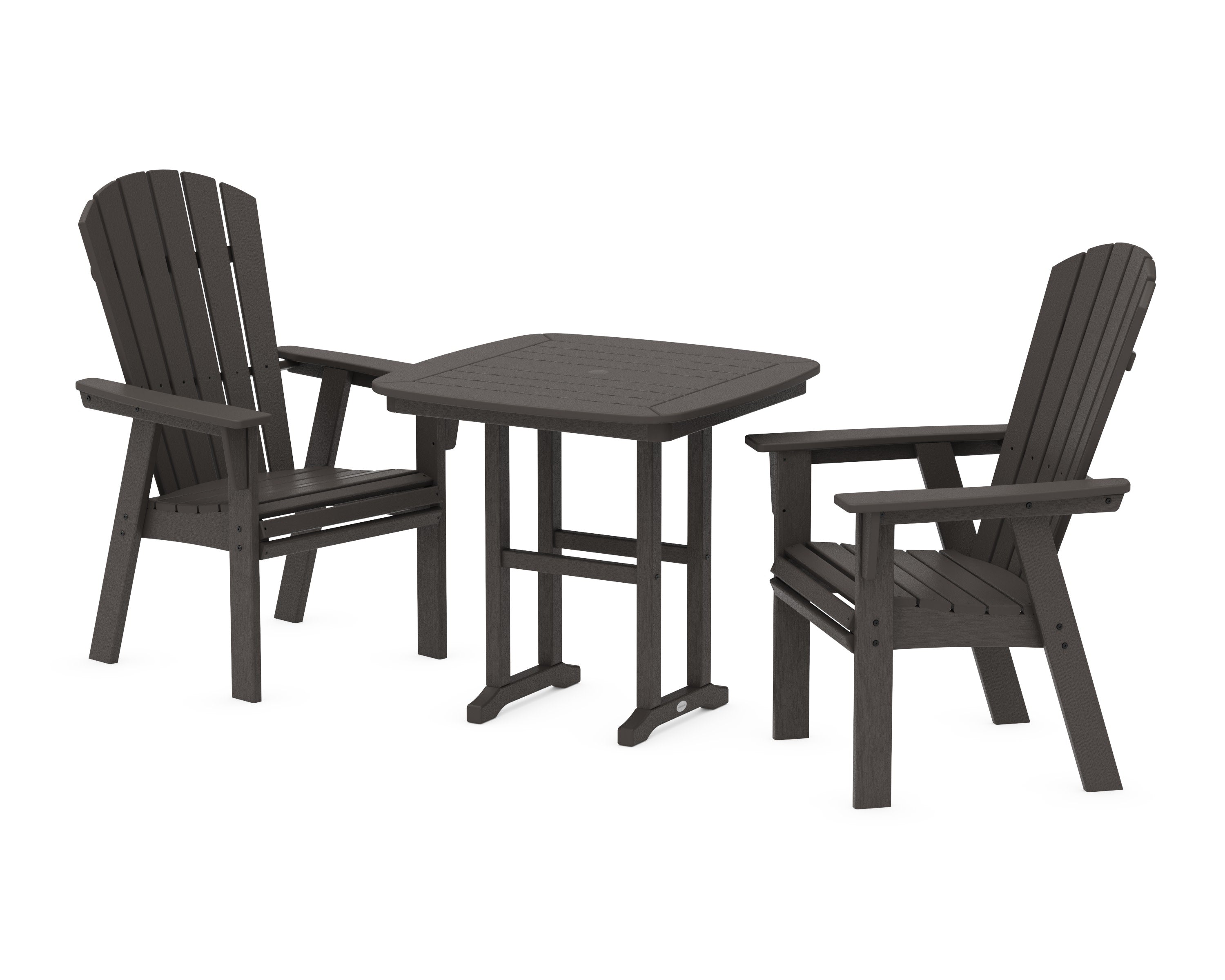 Nautical Adirondack 3-Piece Dining Set in Vintage Coffee