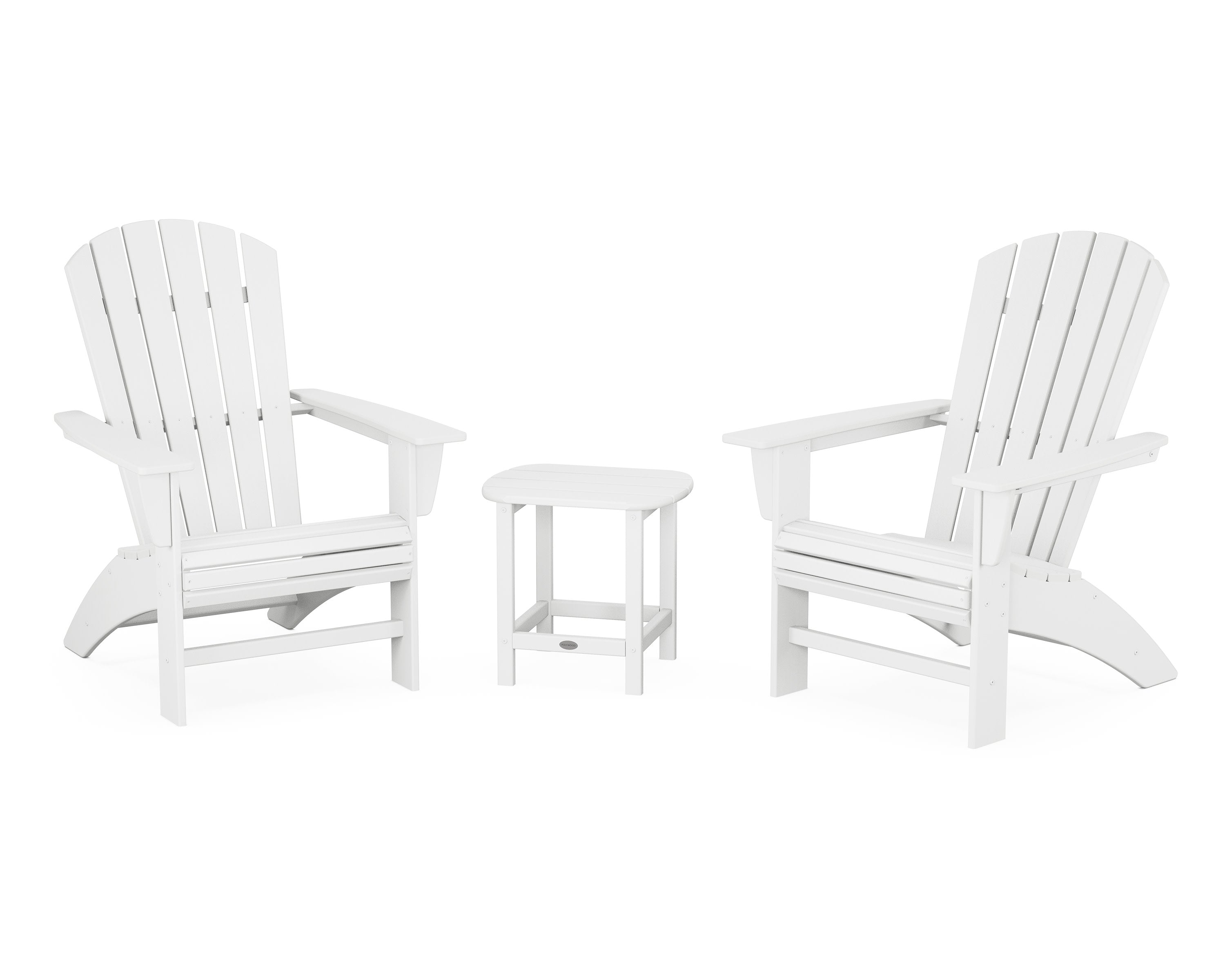 Nautical 3-Piece Curveback Adirondack Set in White