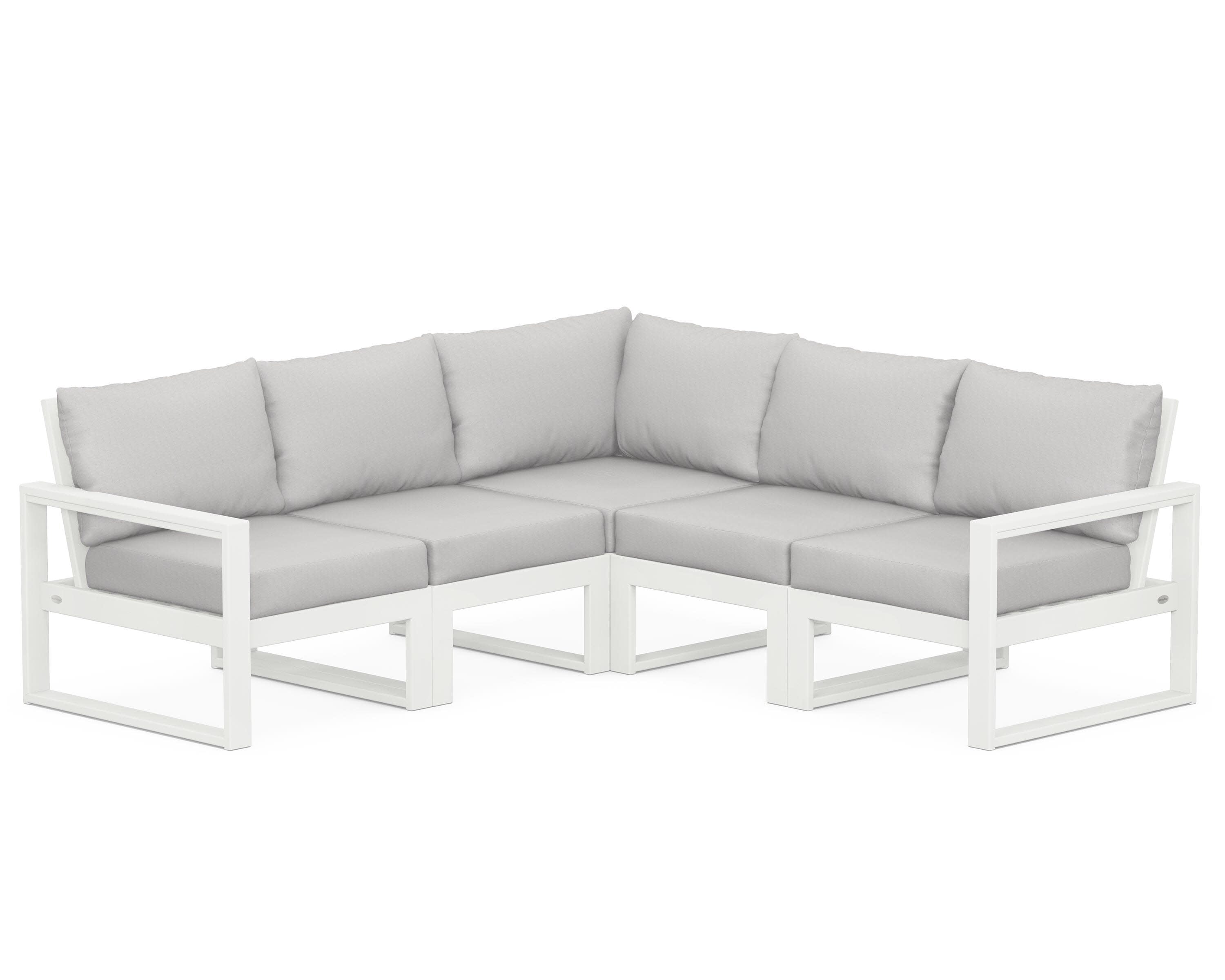 EDGE 5-Piece Modular Deep Seating Set in Vintage White / Diamond in the Rough