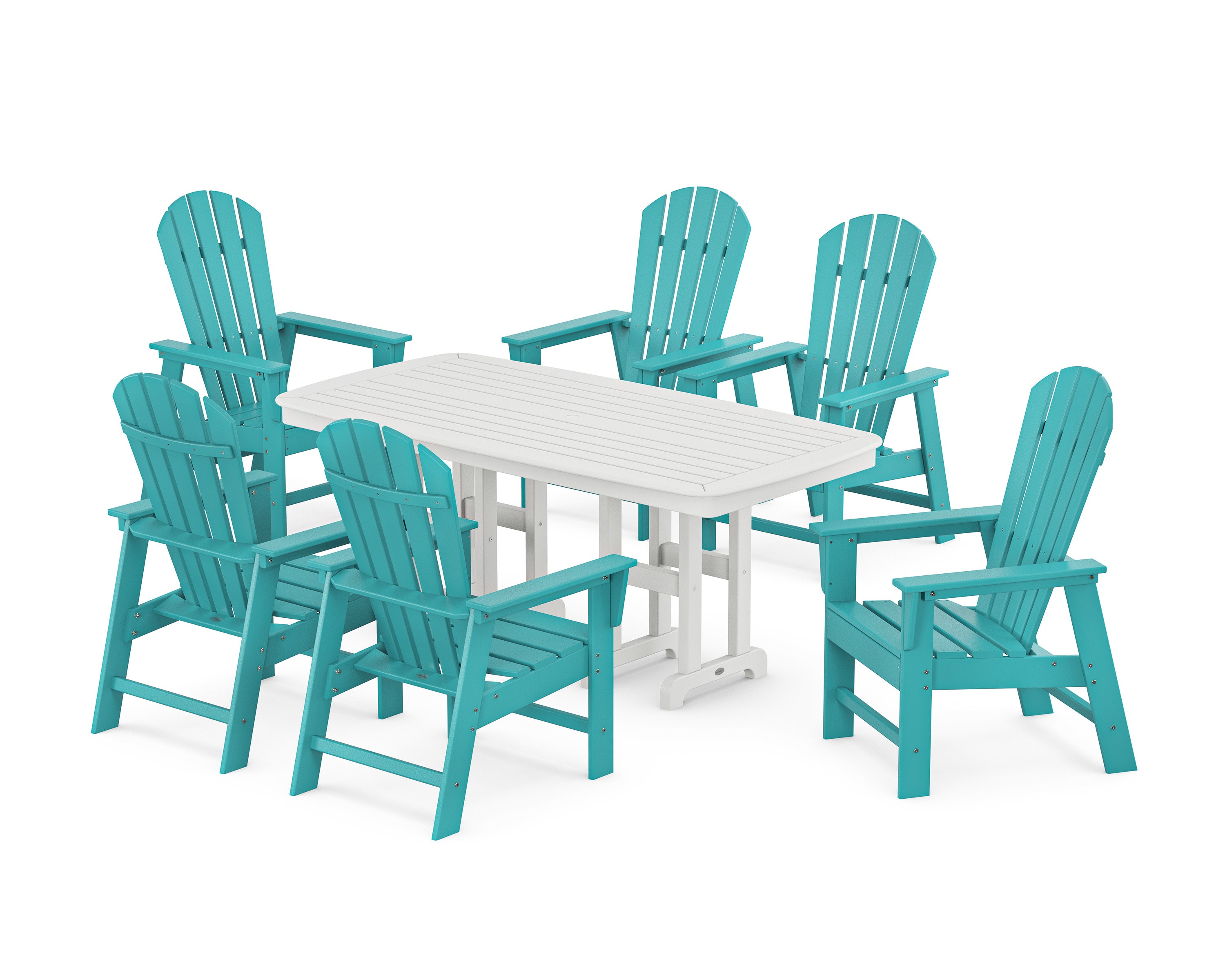South Beach 7-Piece Dining Set in Aruba / White