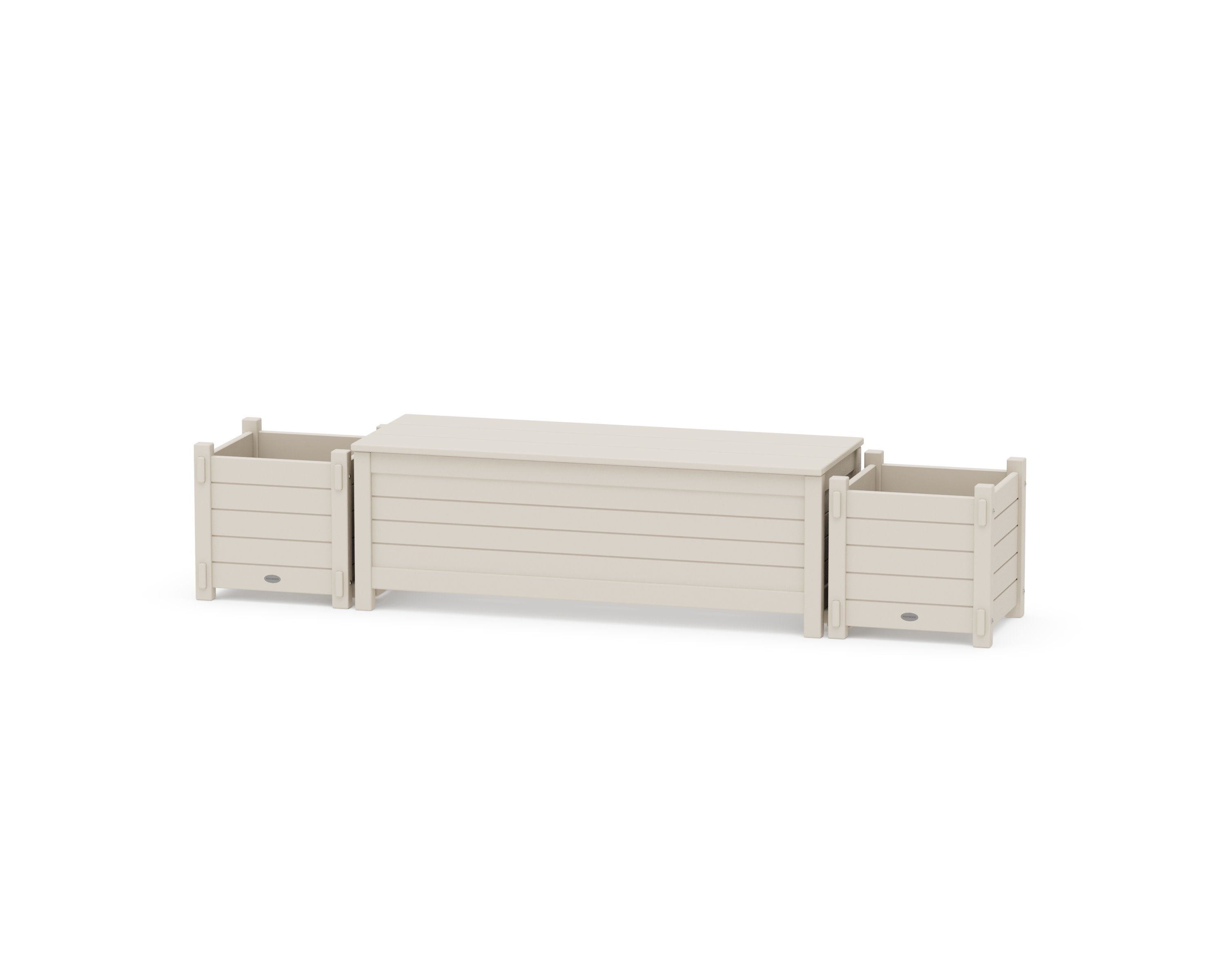 48" Nautical Straight Planter Storage Bench Set in Sand