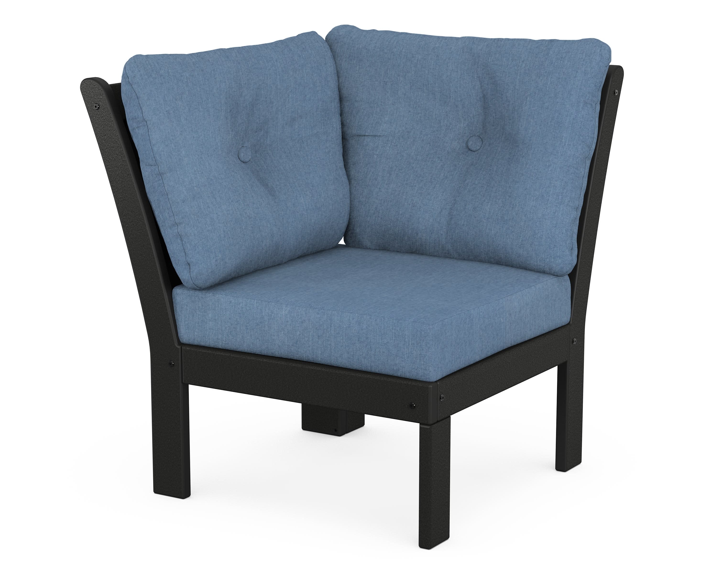 Vineyard Modular Corner Chair in Black / Sky Blue