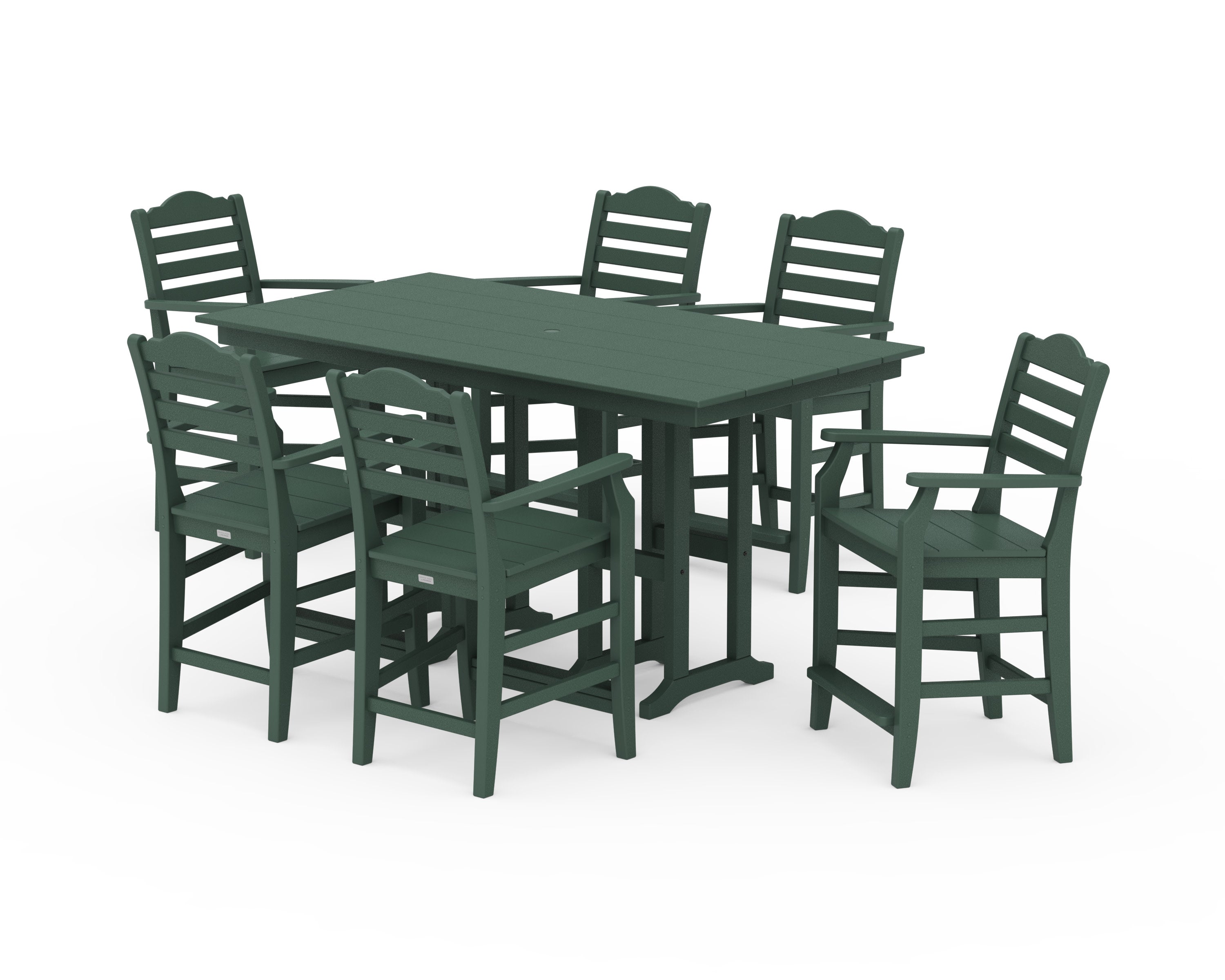 Savannah Arm Chair 7-Piece Farmhouse Counter Set in Green