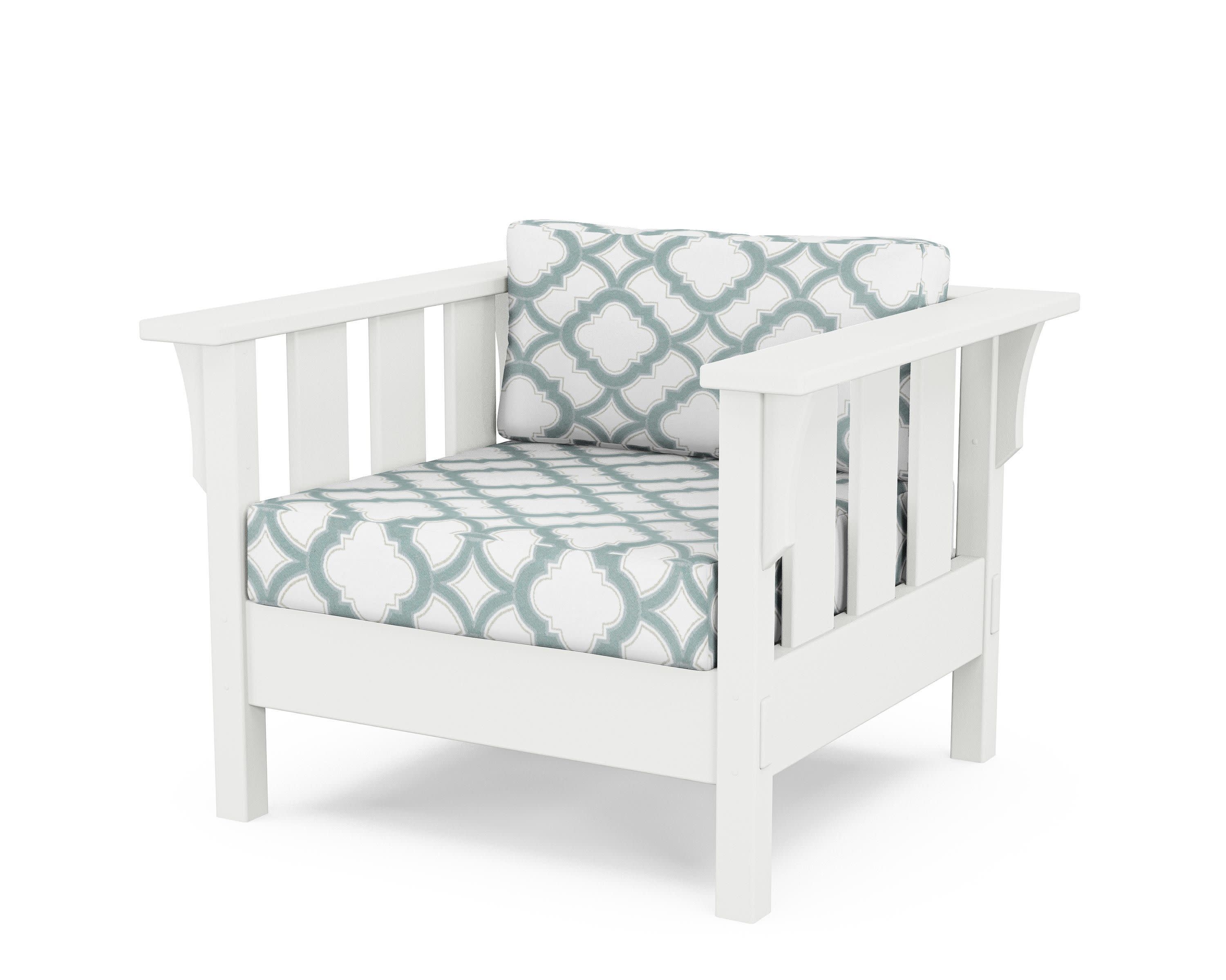 Acadia Deep Seating Chair in White / Trellis Glacier Spa