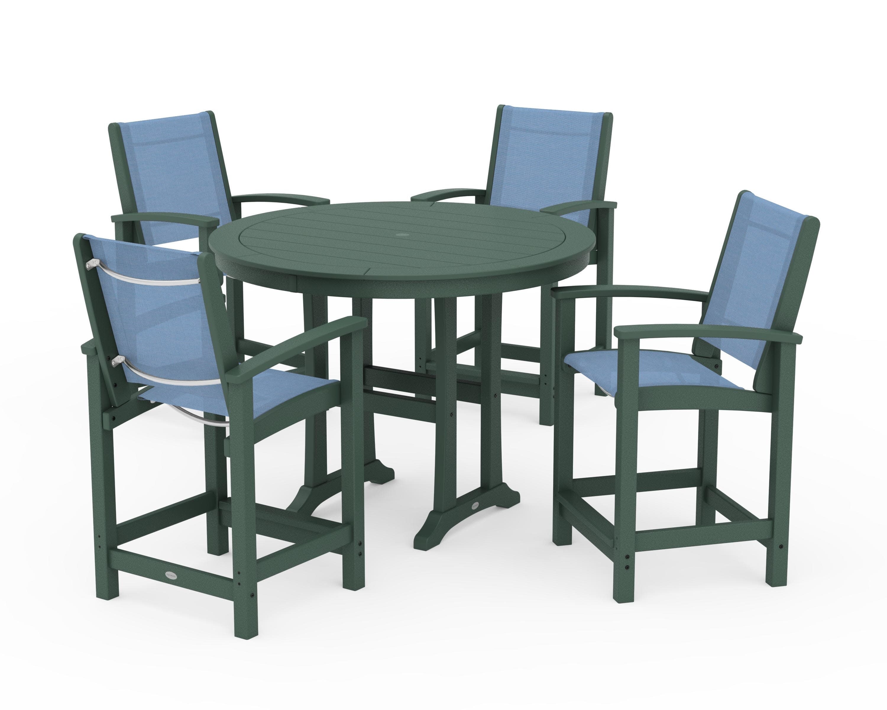Coastal 5-Piece Counter Set in Green / Poolside Sling