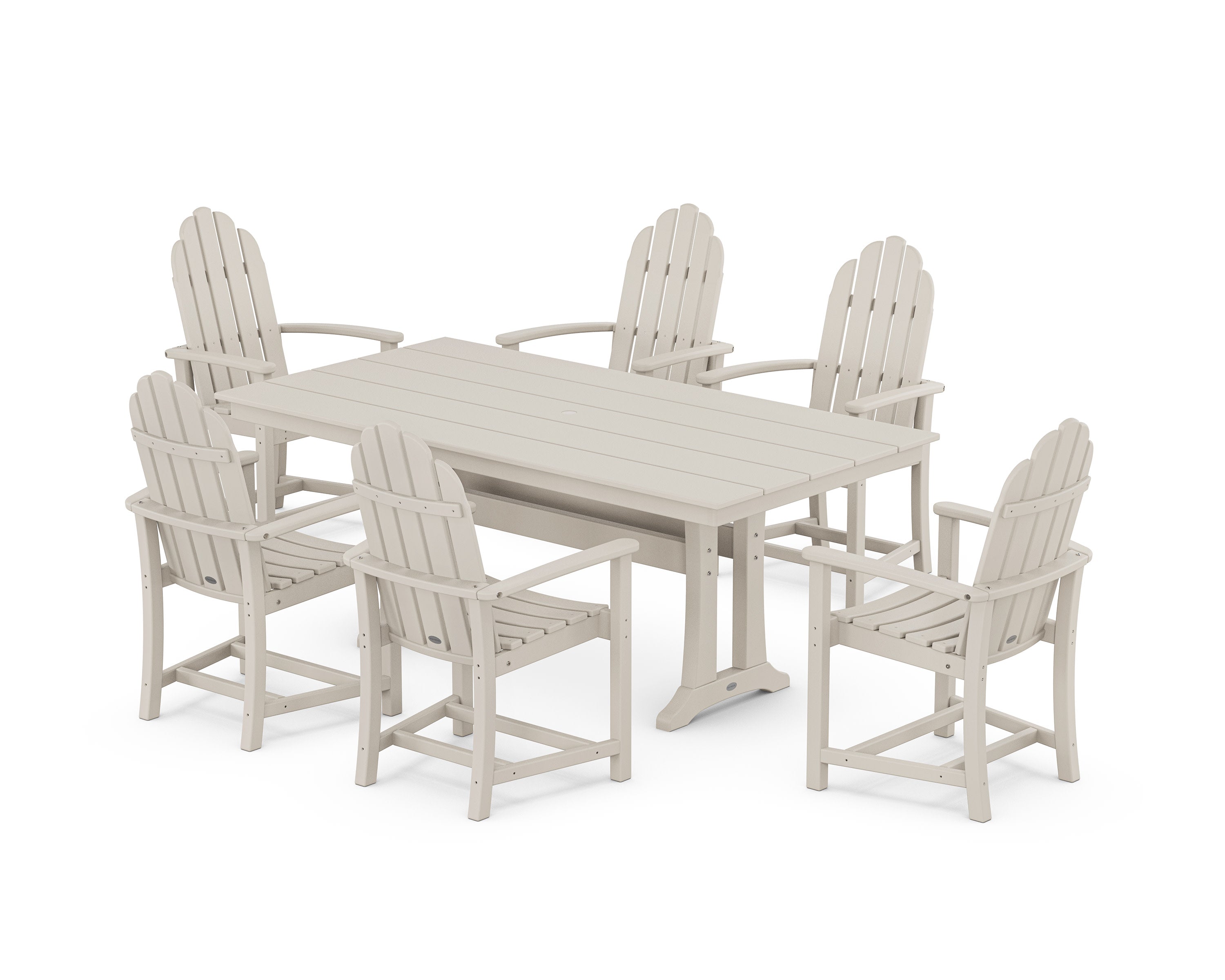 Classic Adirondack 7-Piece Farmhouse Dining Set with Trestle Legs in Sand