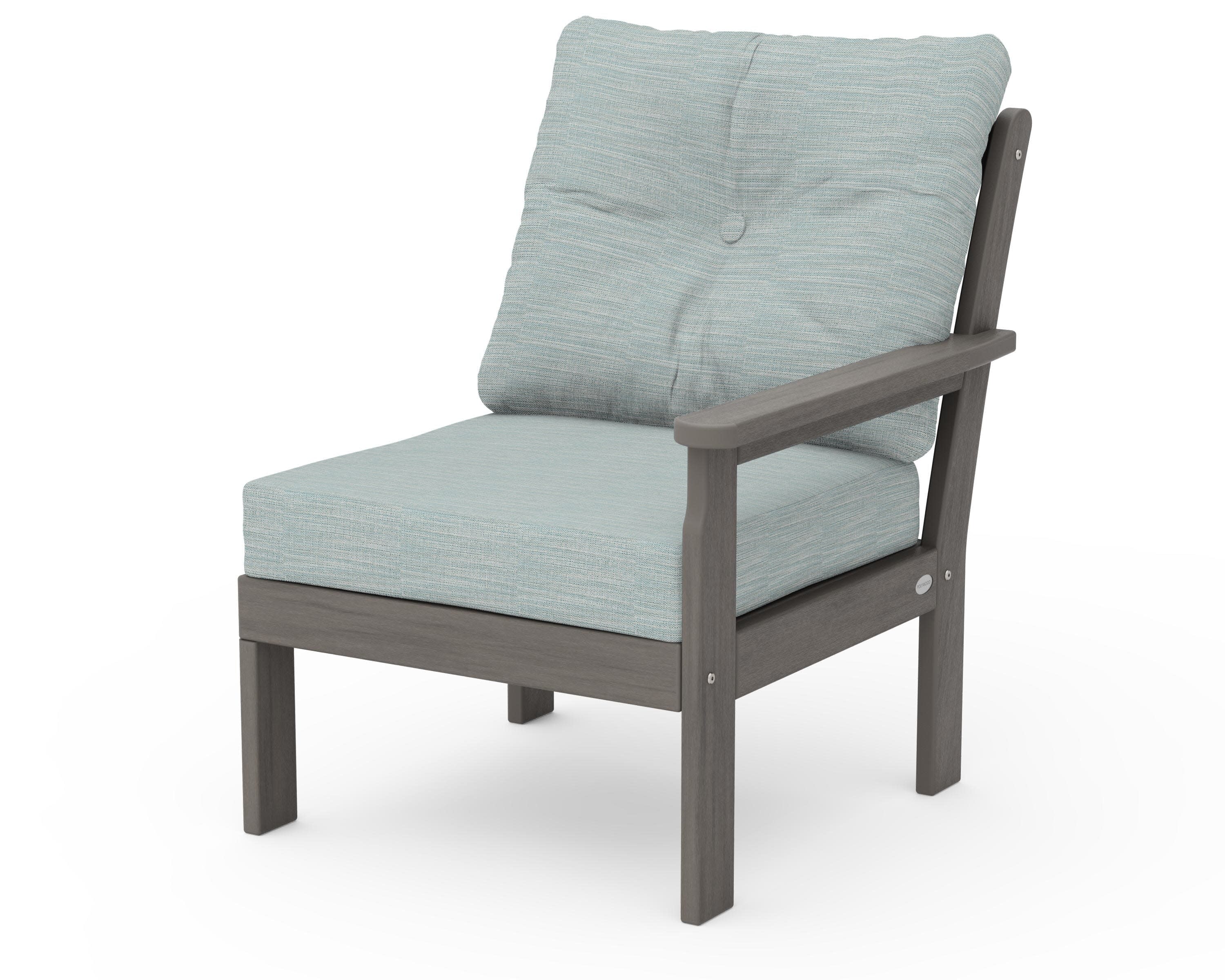 Vineyard Modular Right Arm Chair in Driftwood / Soothe Mist